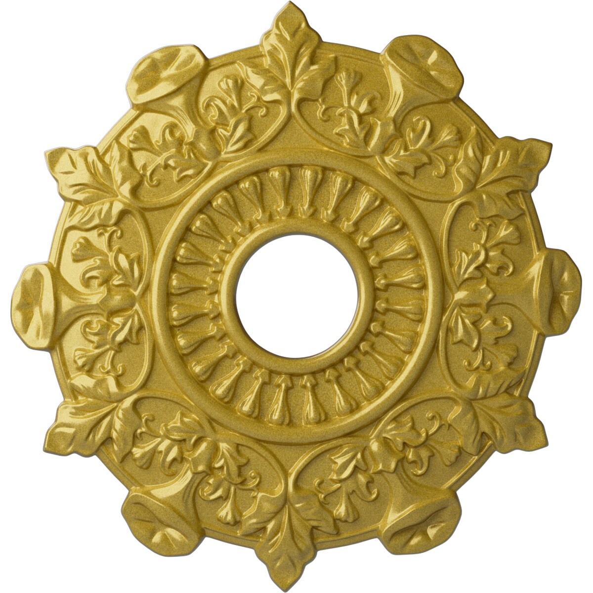 Ekena Millwork CM17PRRGS Preston 17.5-in W x 17.5-in L Painted Rich Gold Polyurethane Whole Ceiling Medallion