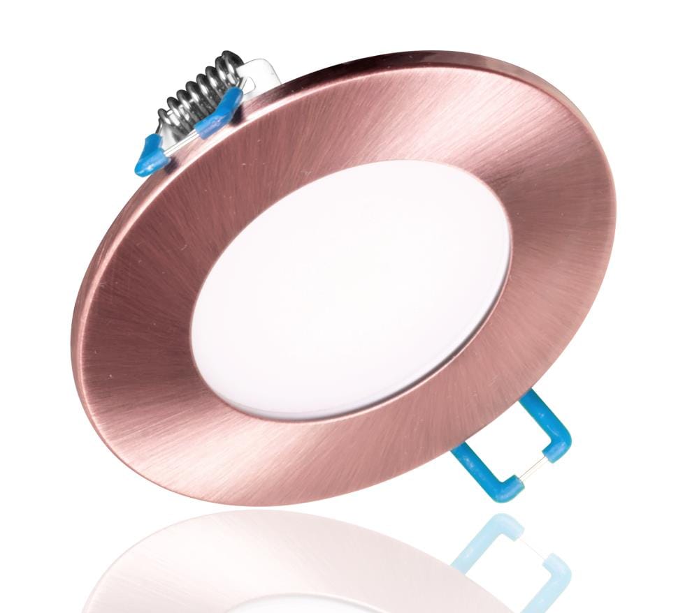 Nicor Lighting DLE321204KRDAC DLE3 Aged Copper 359 -Lumens Bright White Round Dimmable LED Canless Damp rated Recessed Downlight