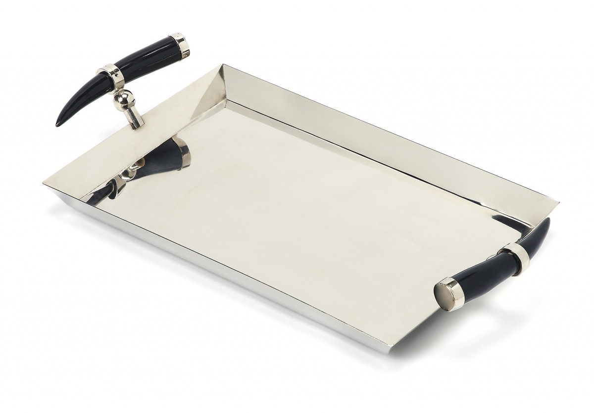 HomeRoots 4000388898 3-in x 19-in Silver Rectangle Serving Tray