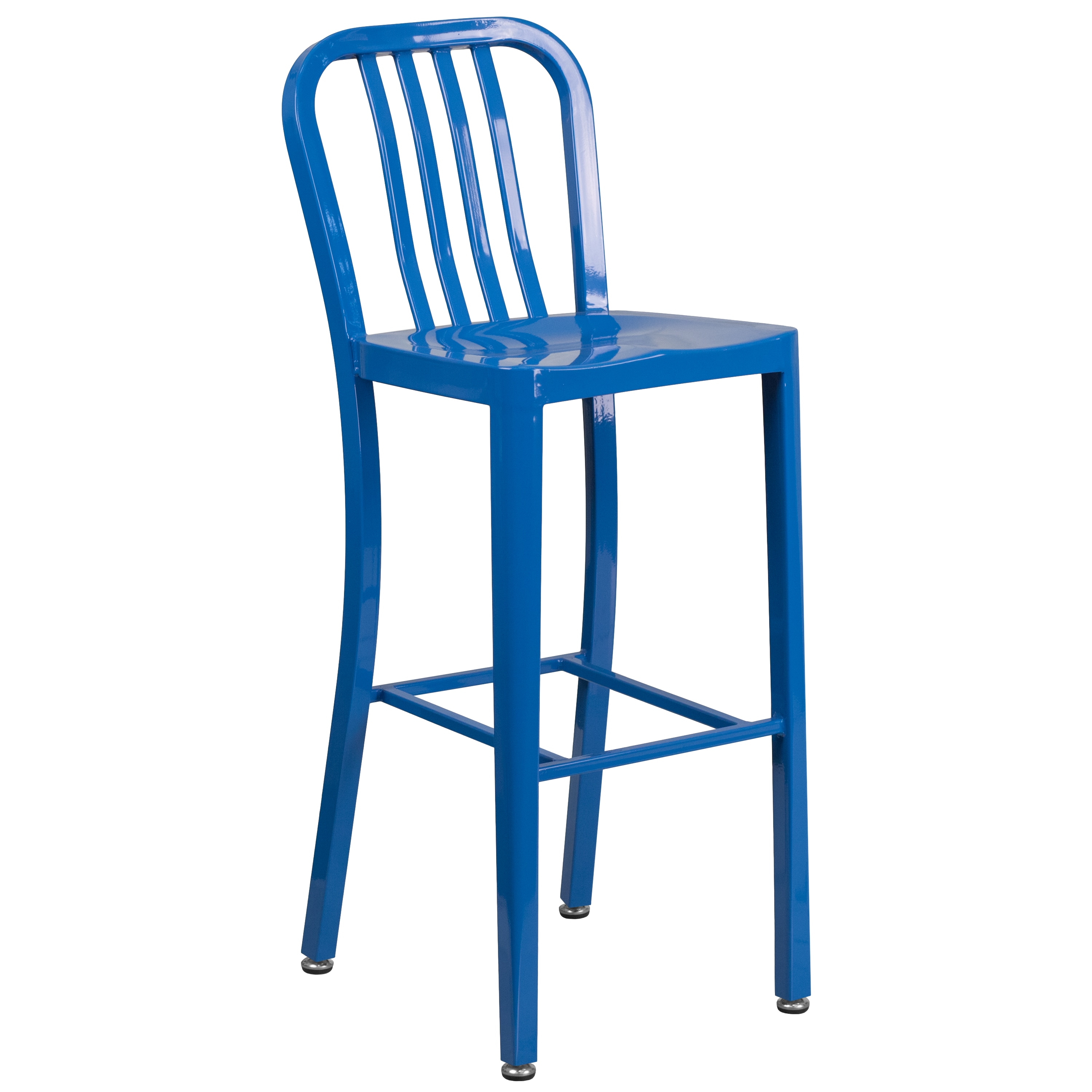 Flash Furniture 889142059882 Gael Blue 30.25-in H Bar height Square seat Metal Bar Stool and Back