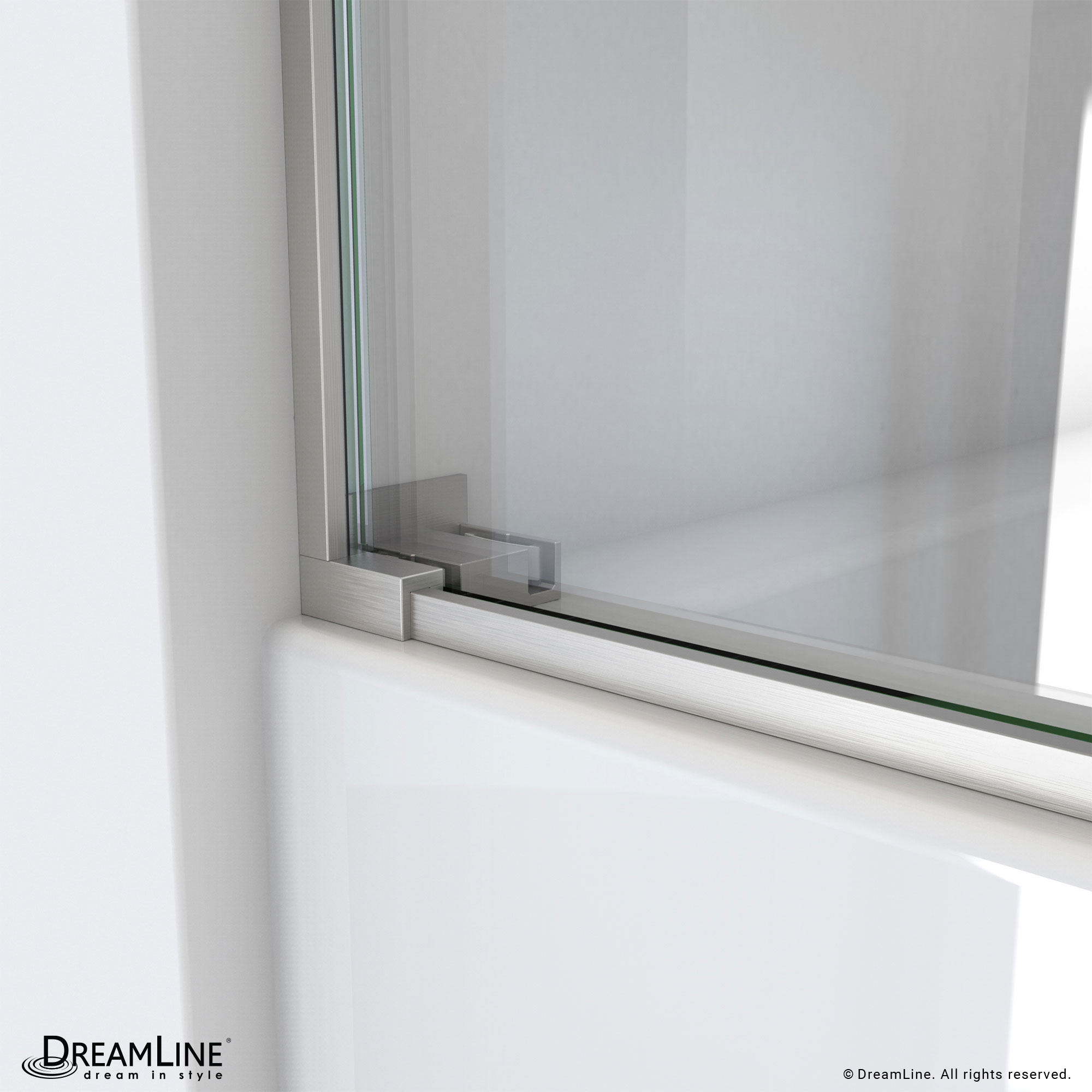 Essence 56-60" Frameless Brushed Nickel Tub Door with ClearMax™