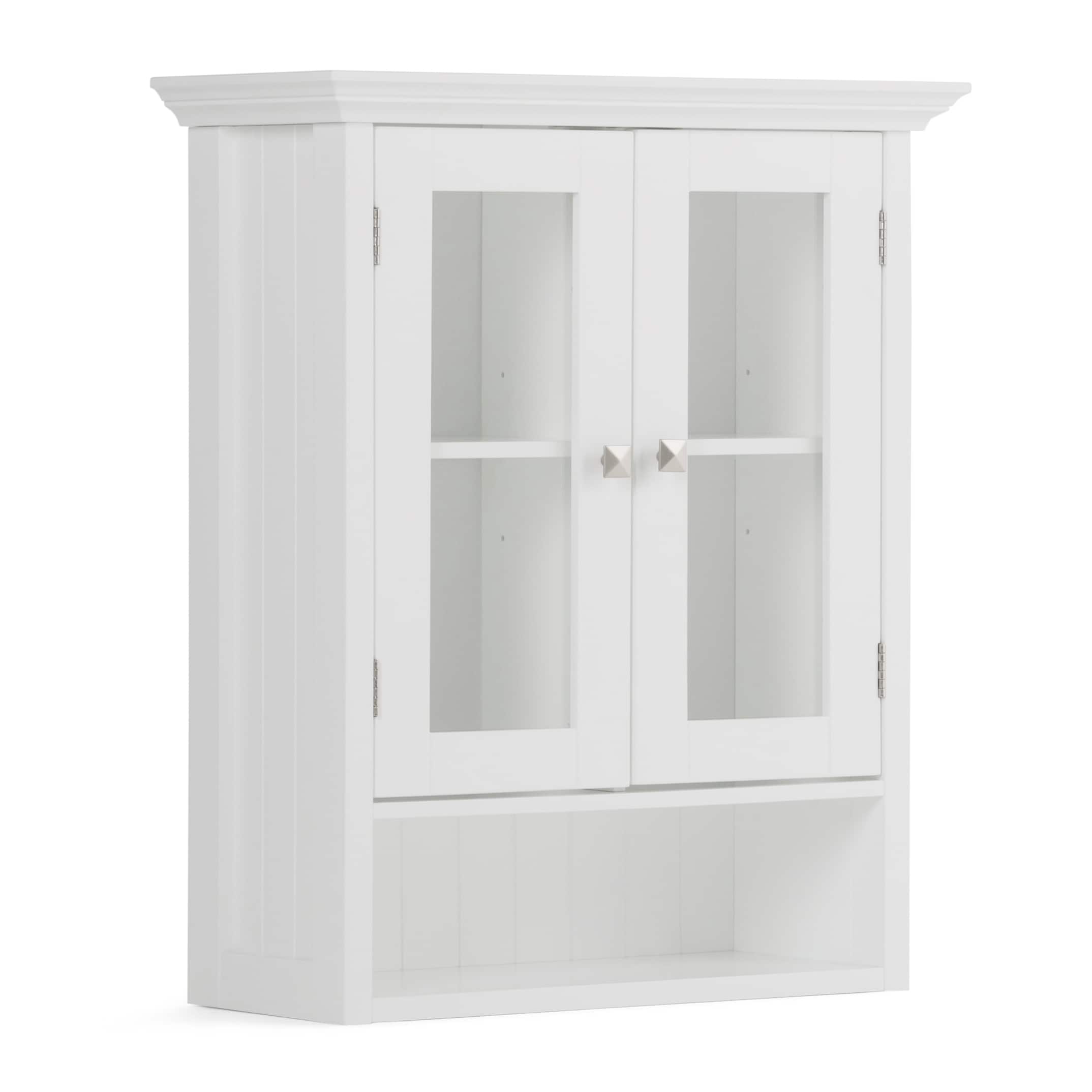 Simpli Home AXCBSACA04-WH Acadian 23.6-in x 28-in x 10-in White Soft Close Bathroom Wall Cabinet