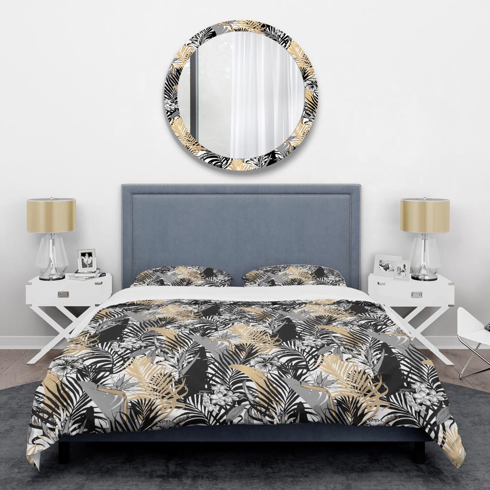 Twin Black Floral Microfiber Duvet Cover Set