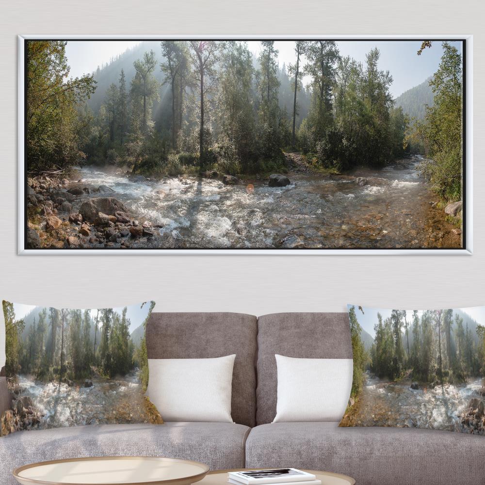 Designart Wood Floater Frame 30-in H x 62-in W Landscape Print on Canvas at 