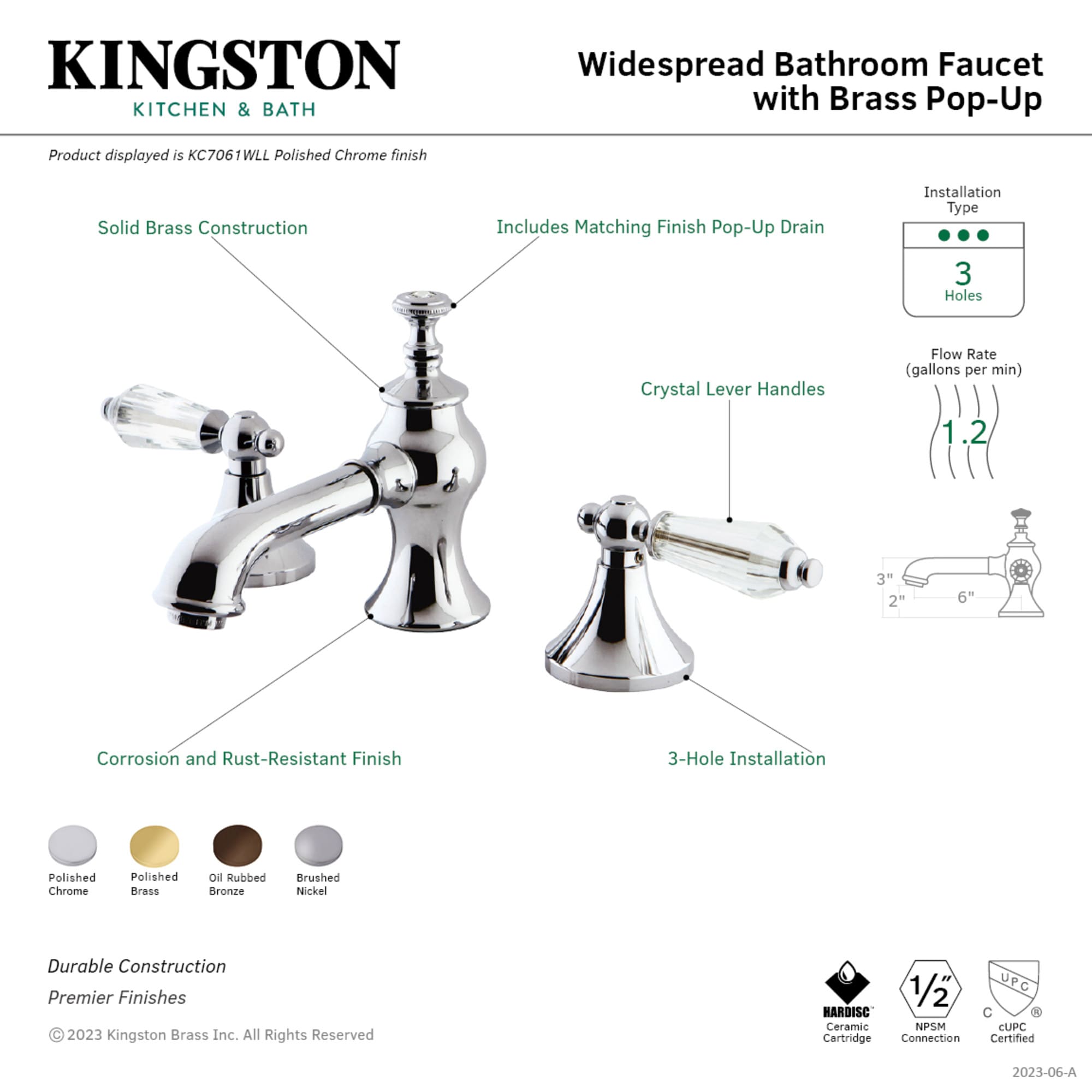 Kingston Brass WLKC7061WLL Lavatory-Faucets - View #2