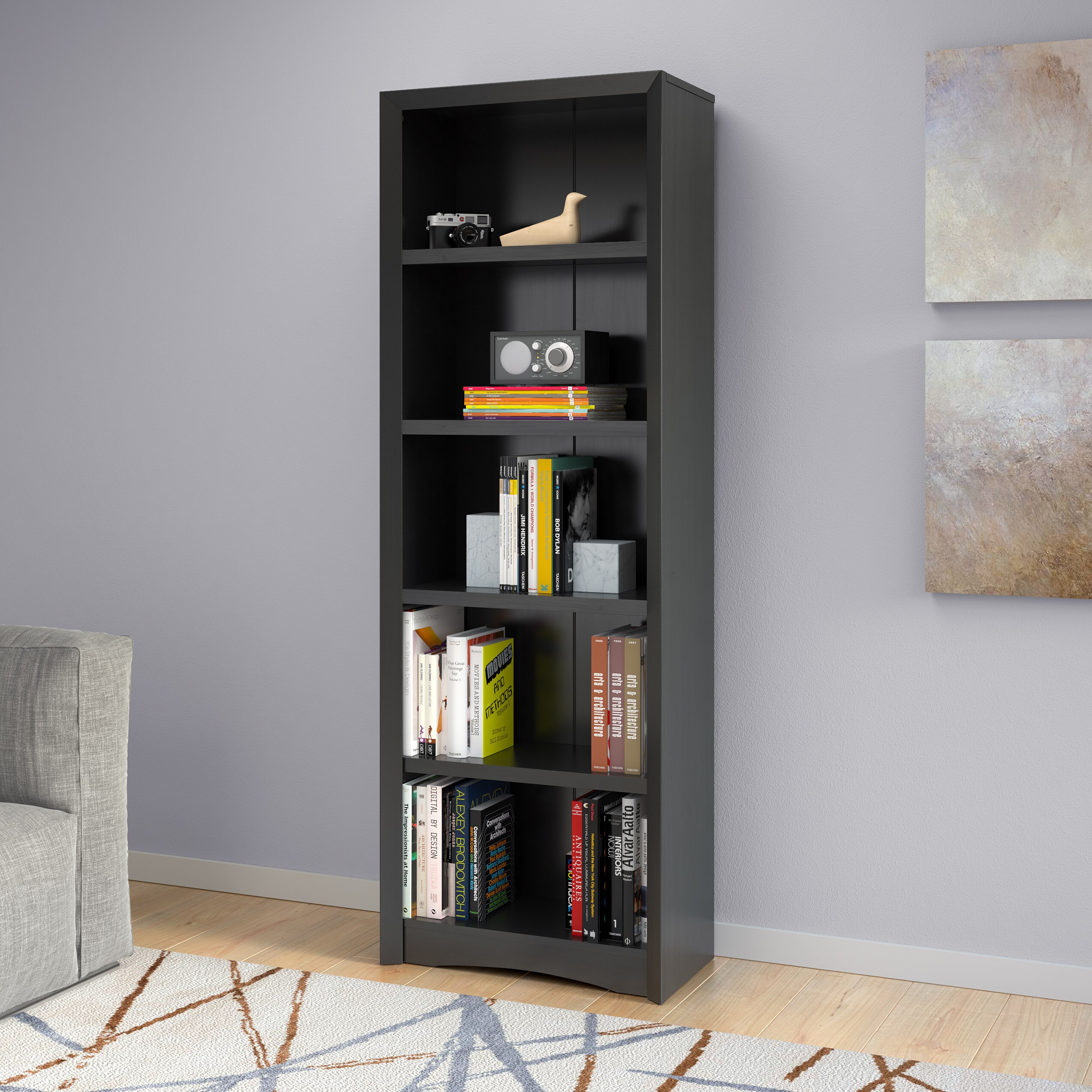 60 Hawthorn Tall Bookcase Black - Corliving