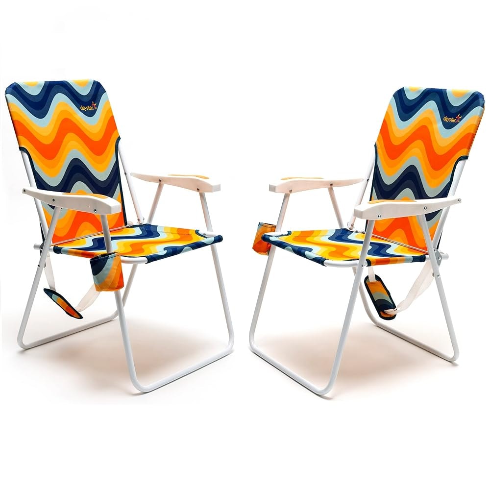 Clihome CL-P2AC1165XOG2 Polyester Orange Folding Beach chair Carrying Strap/Handle Included