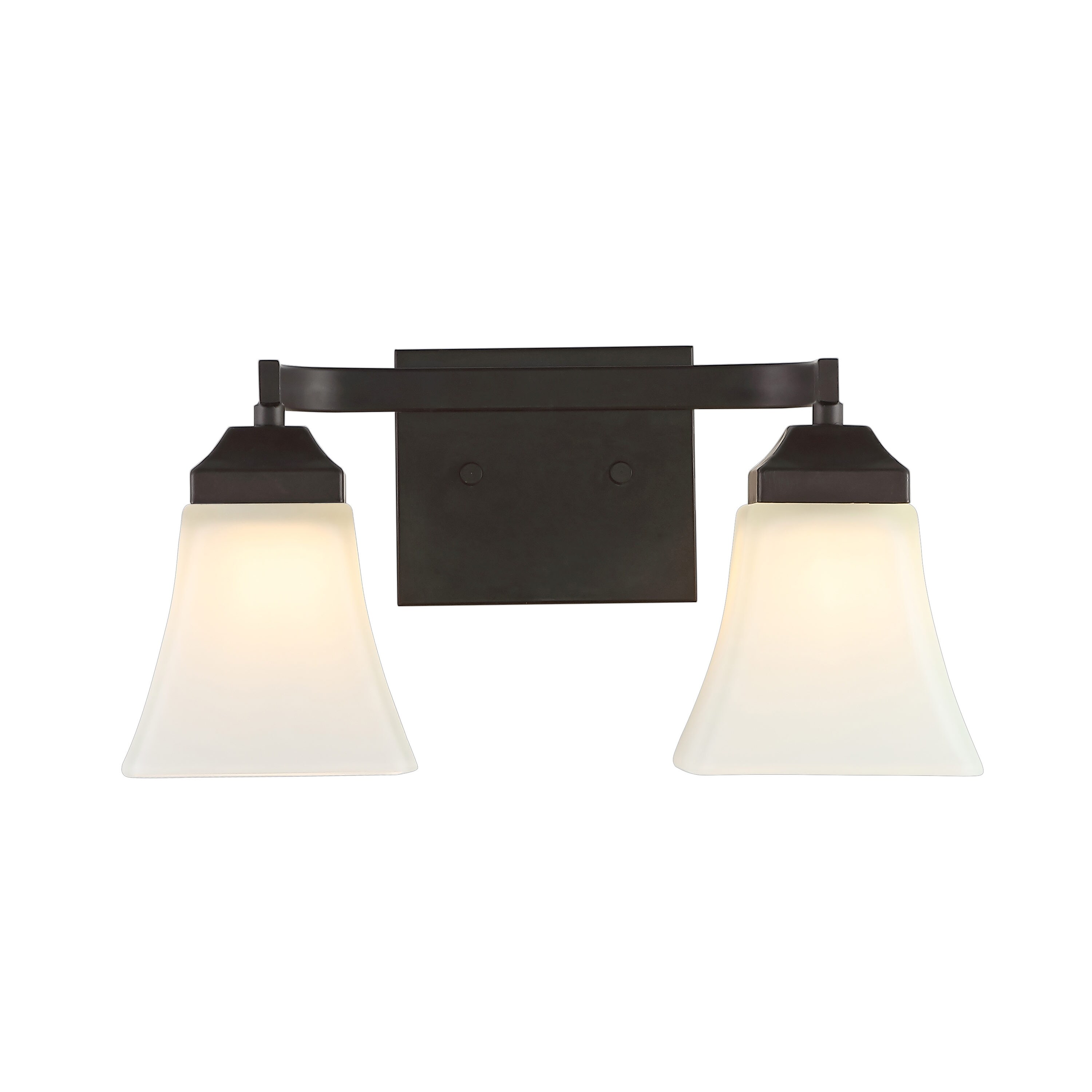15" Black Iron and Frosted Glass Bathroom Vanity Light