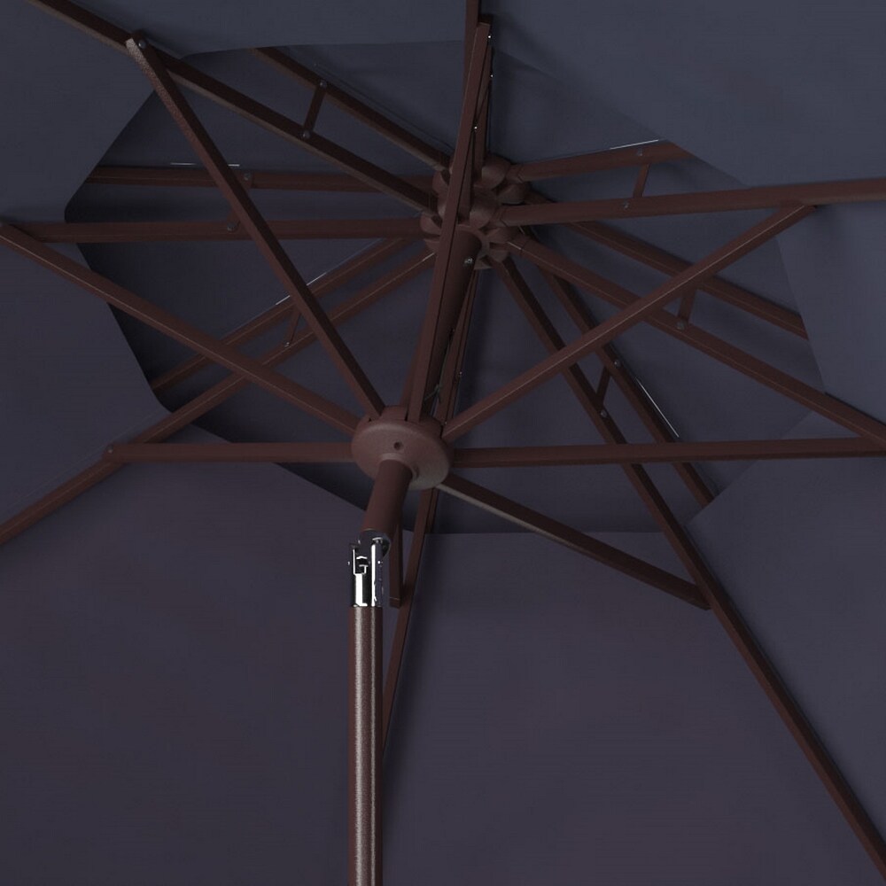 Zimmerman 9-Foot Navy and White Aluminum Double Top Market Umbrella
