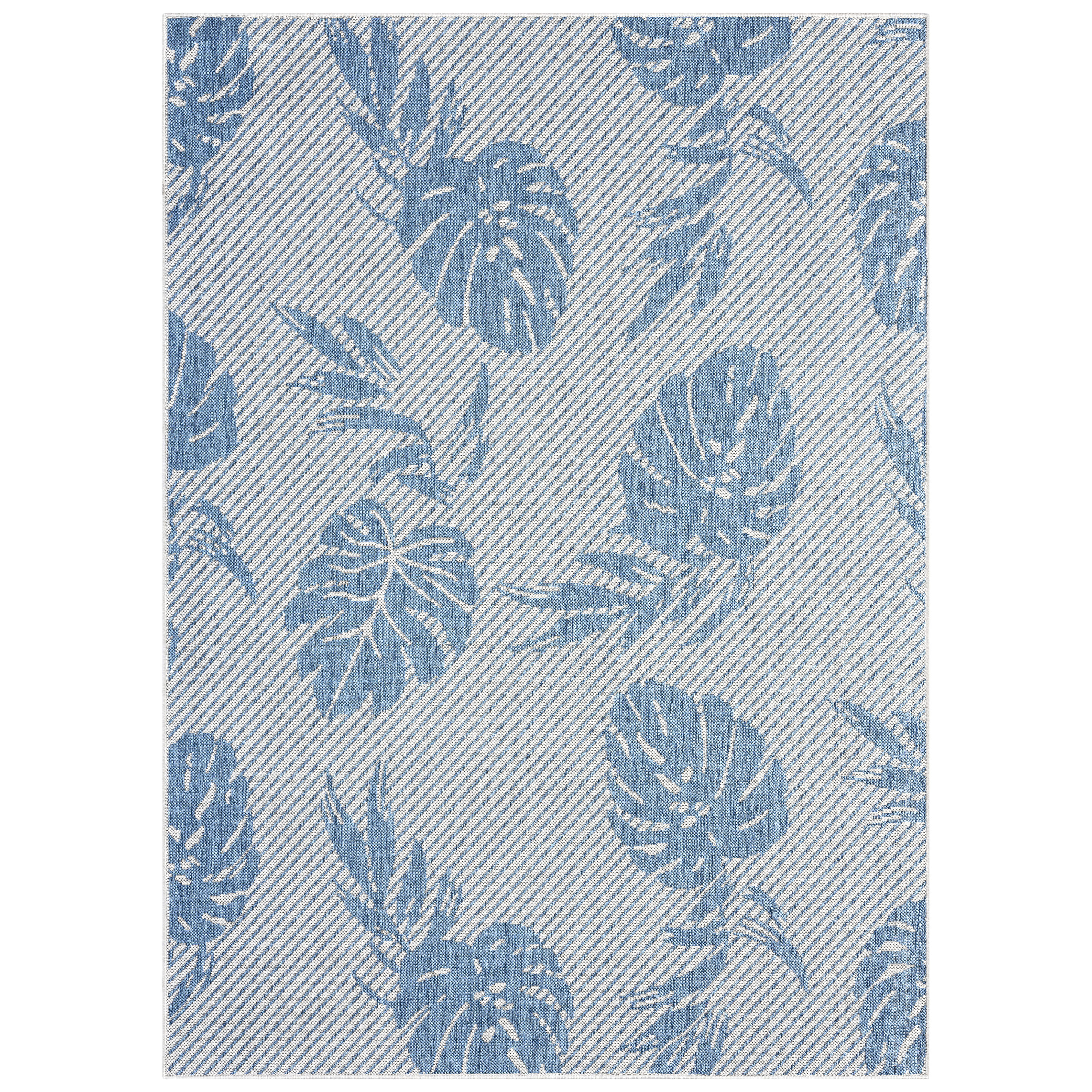 Tommy Bahama 2-6811-804 Patio Country Palm 5 x 7 (ft) Polypropylene Silver Blue Rectangular Indoor/Outdoor Floral/Botanical Mid-Century Modern Area rug