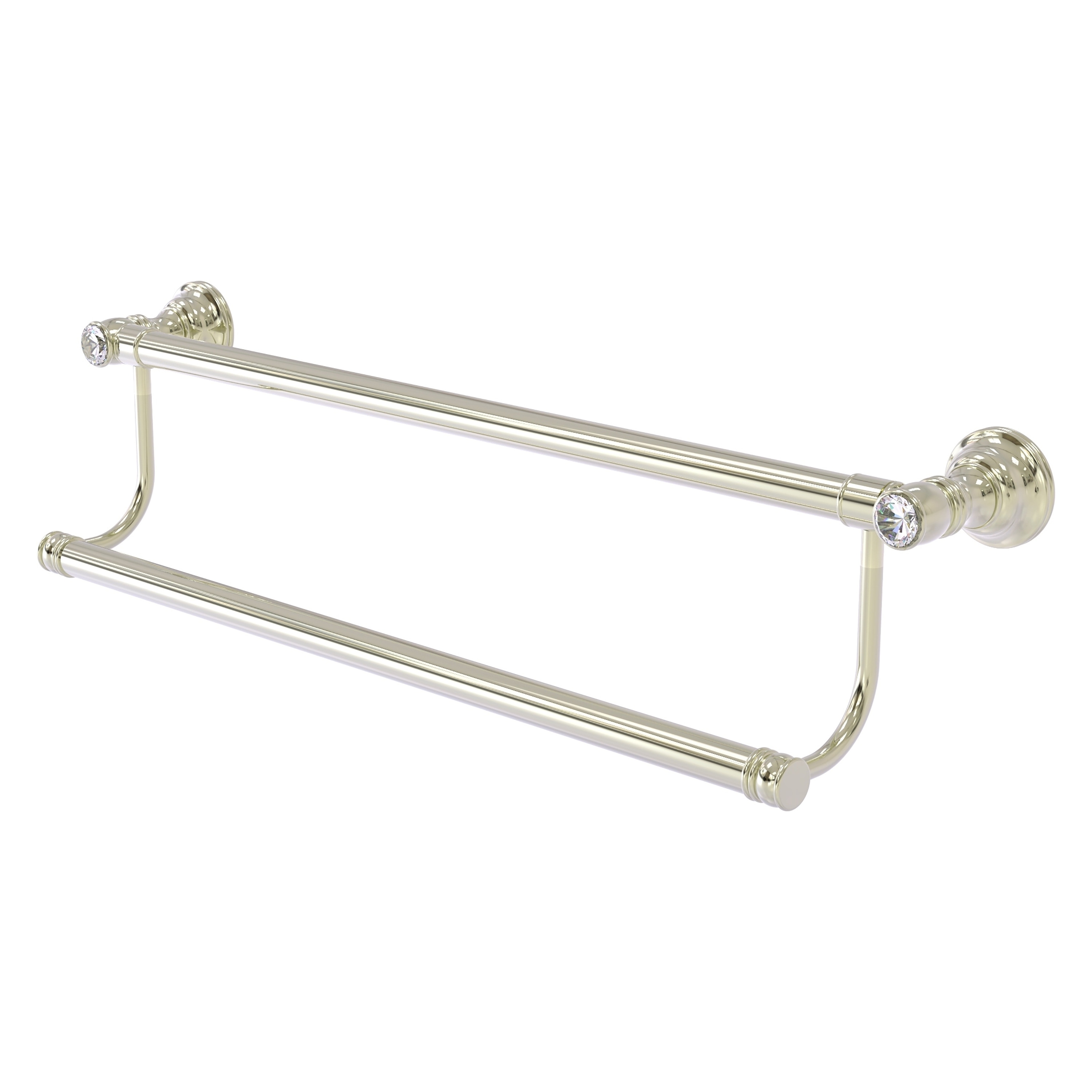 Allied Brass CC-72-18-PNI Carolina Crystal 18-in double Polished Nickel Wall mount Double Towel Bar
