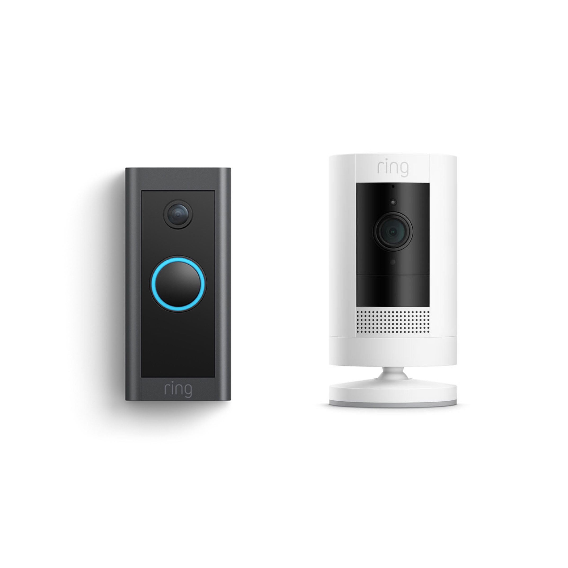 Ring Video Doorbell Wired + Stick Up Cam Battery White Bundle