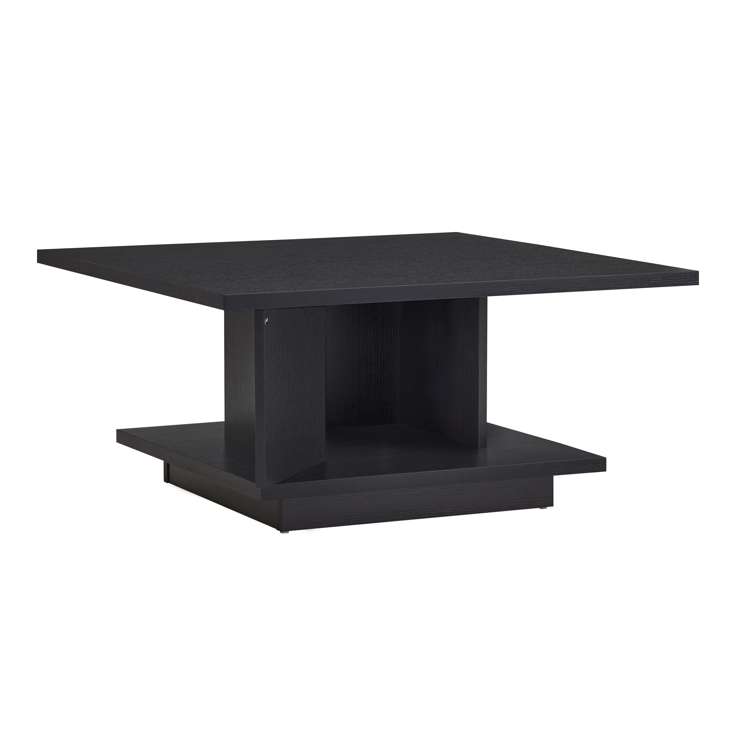 Black Square Wood Coffee Table with Hidden Storage