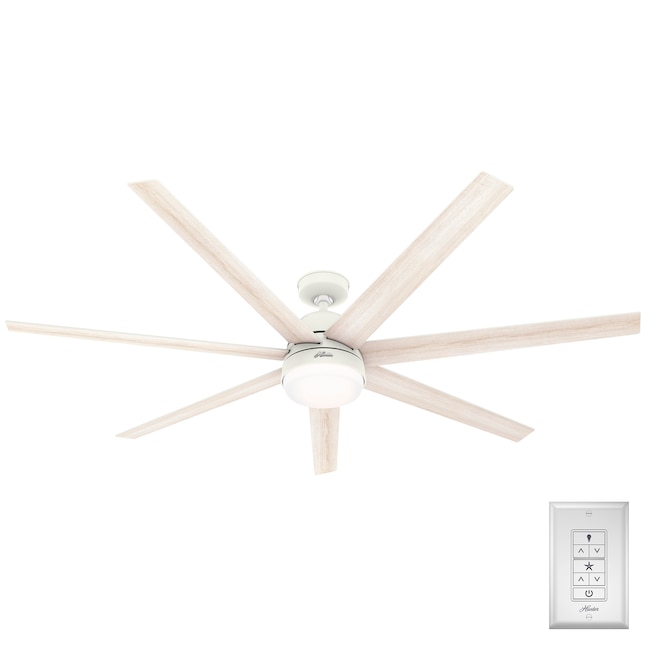 Hunter Phenomenon 70-in Matte White LED Indoor Downrod or Flush Mount Smart Ceiling  Fan with Light Wall-mounted Remote (7-Blade) in the Ceiling Fans department  at Lowes.com