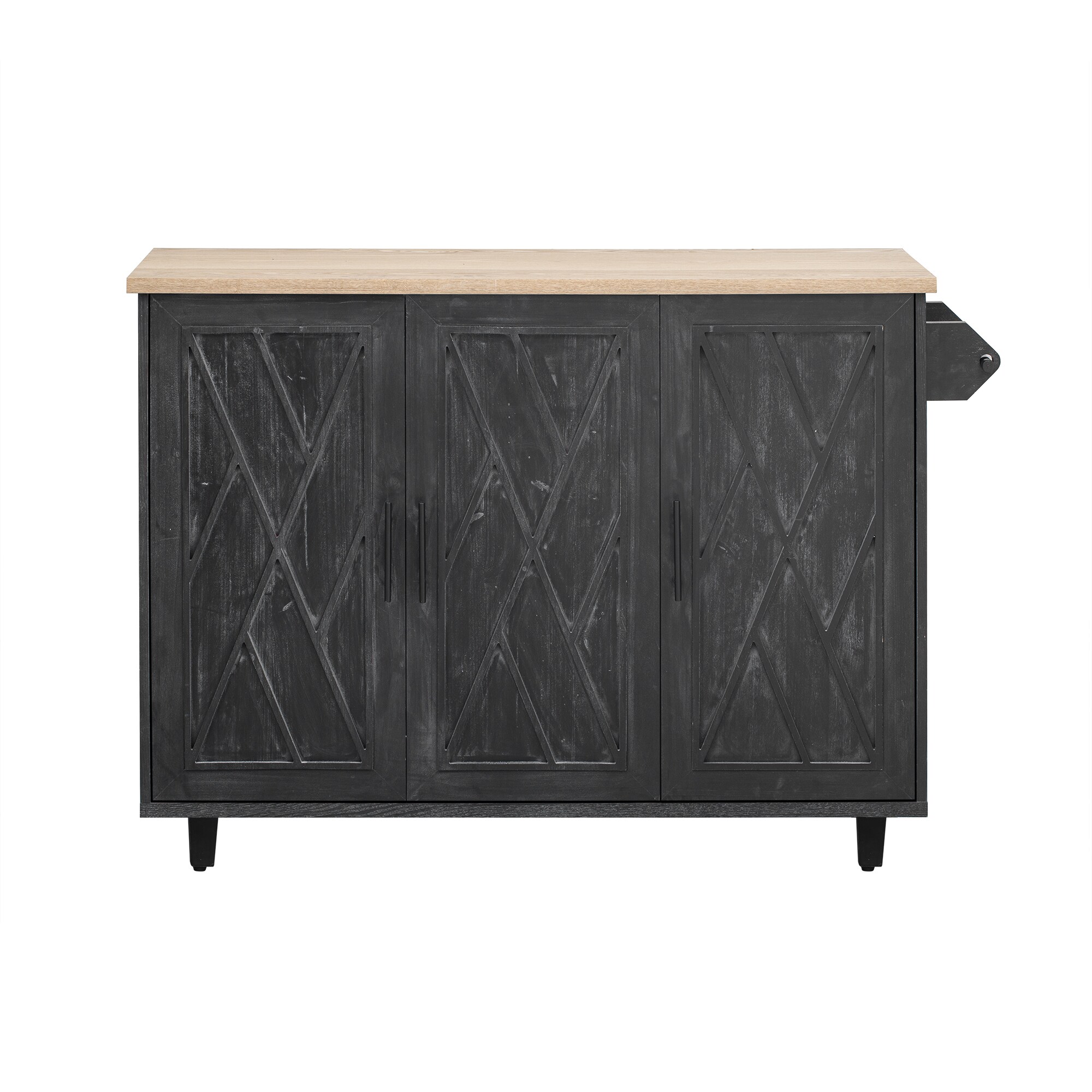 SINOFURN Black Mdf Base with Mdf Top Rolling Kitchen Cart (17.7-in x 54.5-in x 36.5-in)