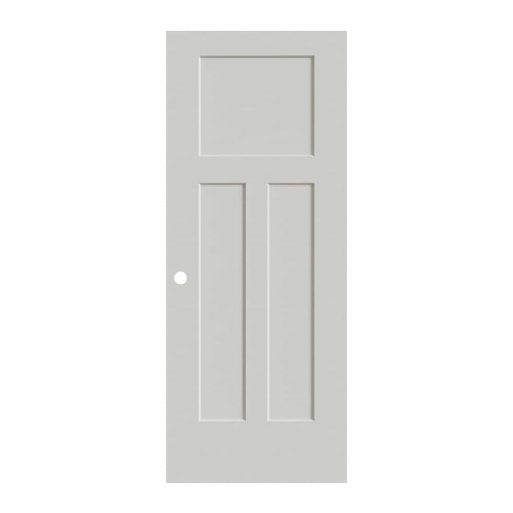 Masonite 642298 3 Panel Craftsman 32-in x 80-in Primed 1-panel Smooth Hollow core Primed Molded composite Slab Door with Lockset Bore