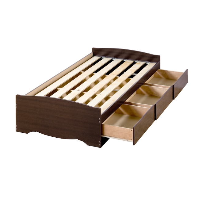 Espresso Twin Extra Long Platform Bed, How Many Inches Is A Twin Bed Frame