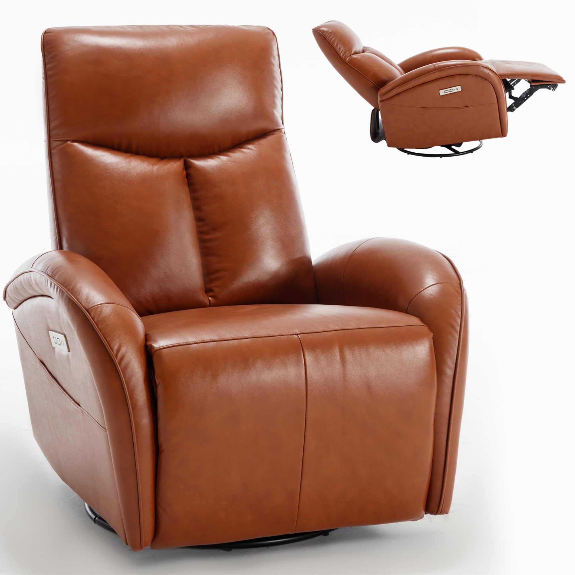 Boyel Living BL-CM807DB Power Recliner Chair with Lumbar Support Max Swivel Degree 270° Heavy Duty Motion Mechanism with USB and Type-C Ports