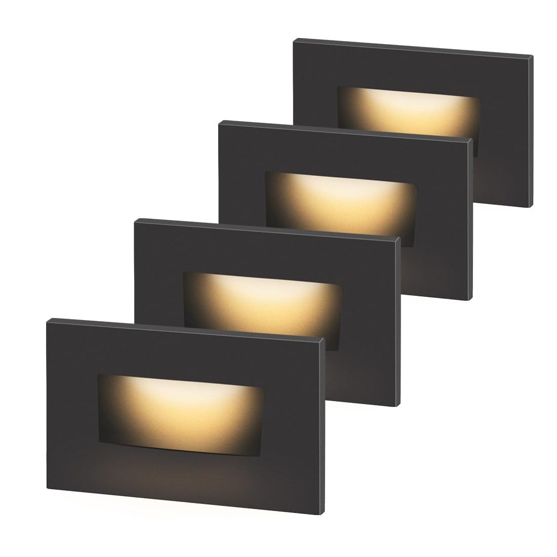 Lukvuzo  4 Pack 120 Volt LED Step Lights 3CCT 3000K 4000K 5000K Selectable Dimmable 3.5 Watt 175 Lumen Aluminum Indoor Outdoor Stair Light