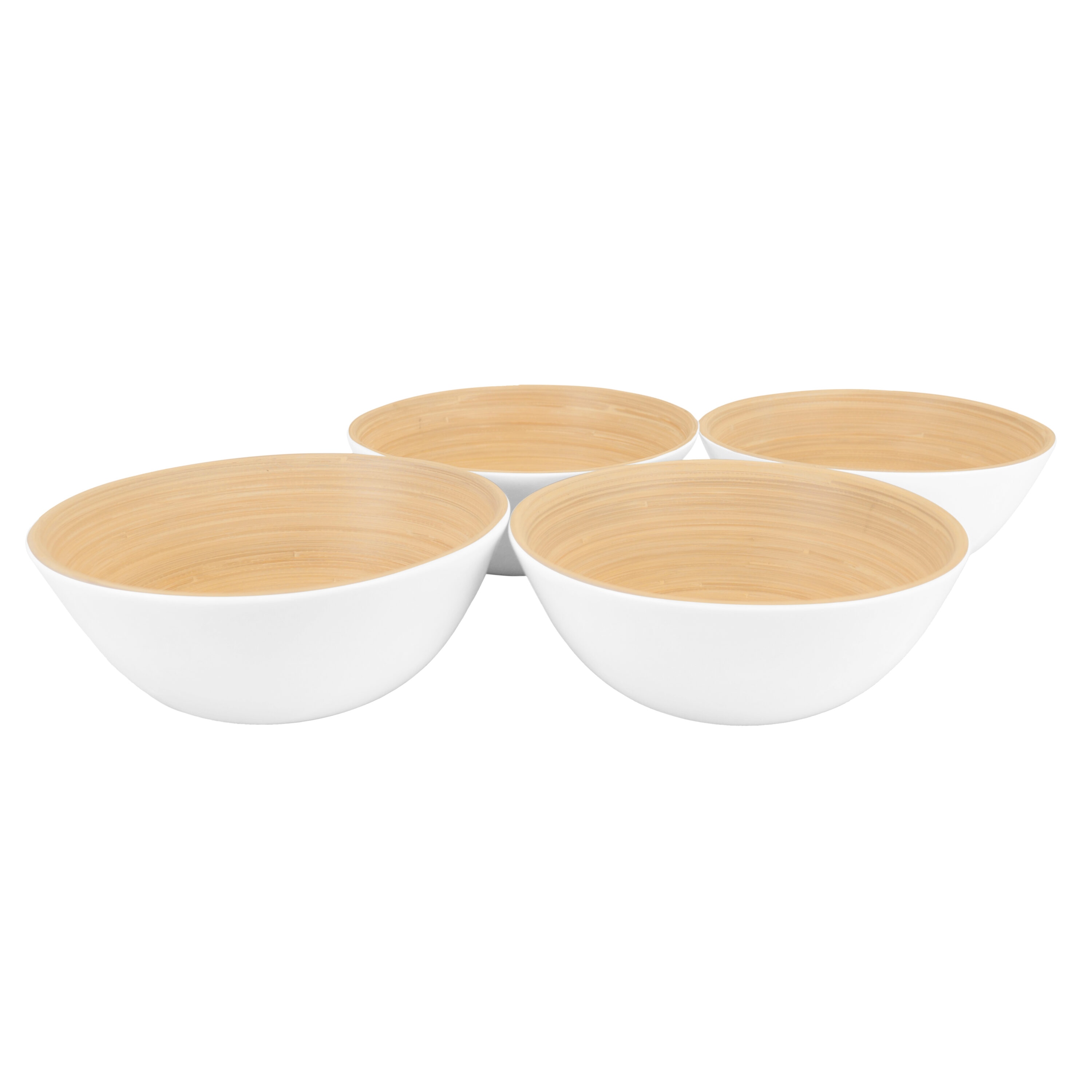 LEXA  Bamboo Salad Bowl 4 Piece Set 8 Inch White