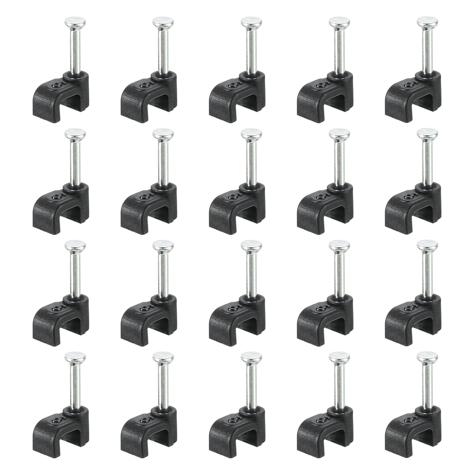 Unique Bargains Cable Wire Clips with Steel Nail 200pcs 5mm/0.2 Inch Plastic Ethernet for Home Cords Management Black #S25123000UX4643