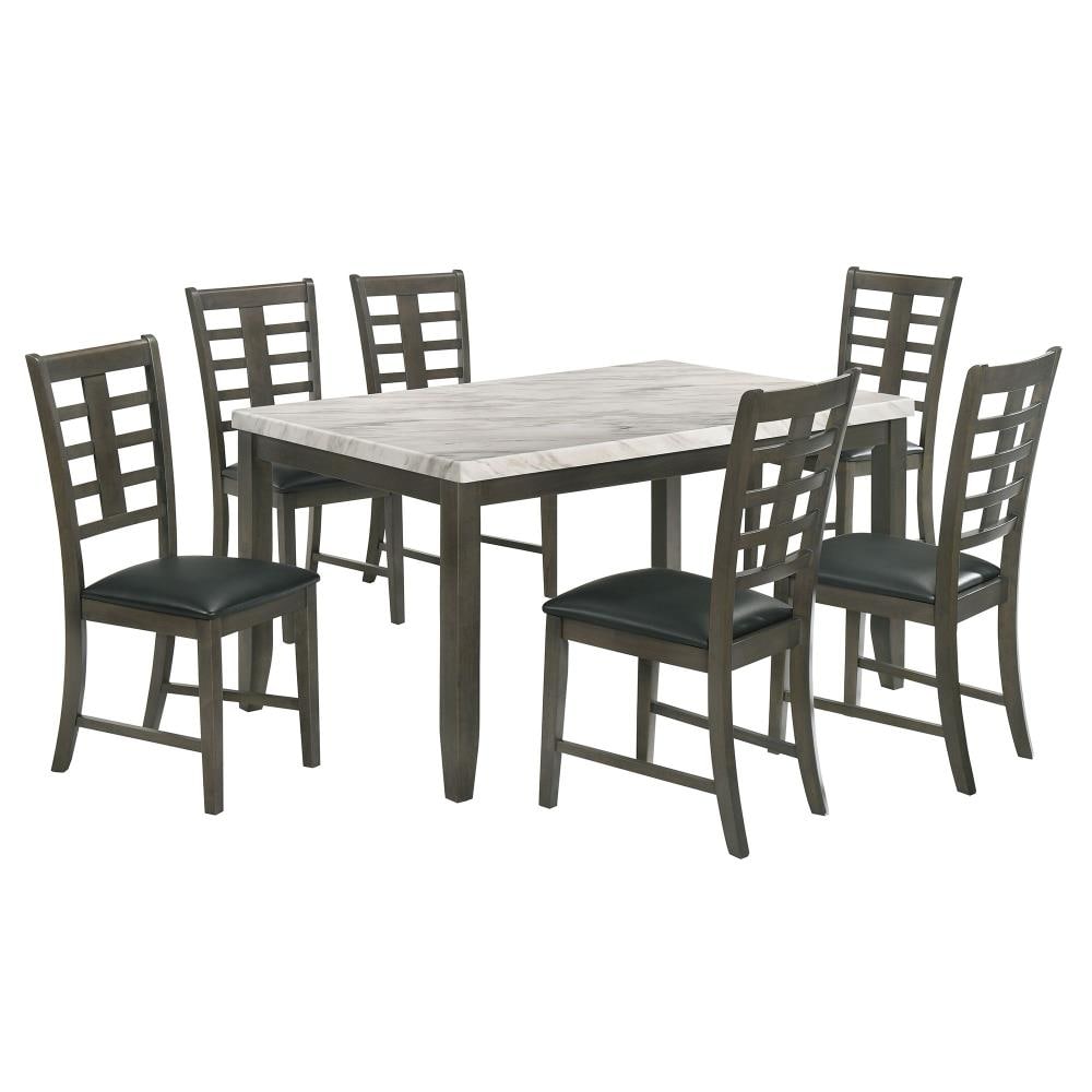 Nixon Dark Brown/White Transitional Dining Room Set with Rectangular Table (Seats 6) | - Picket House Furnishings DNS1007DS
