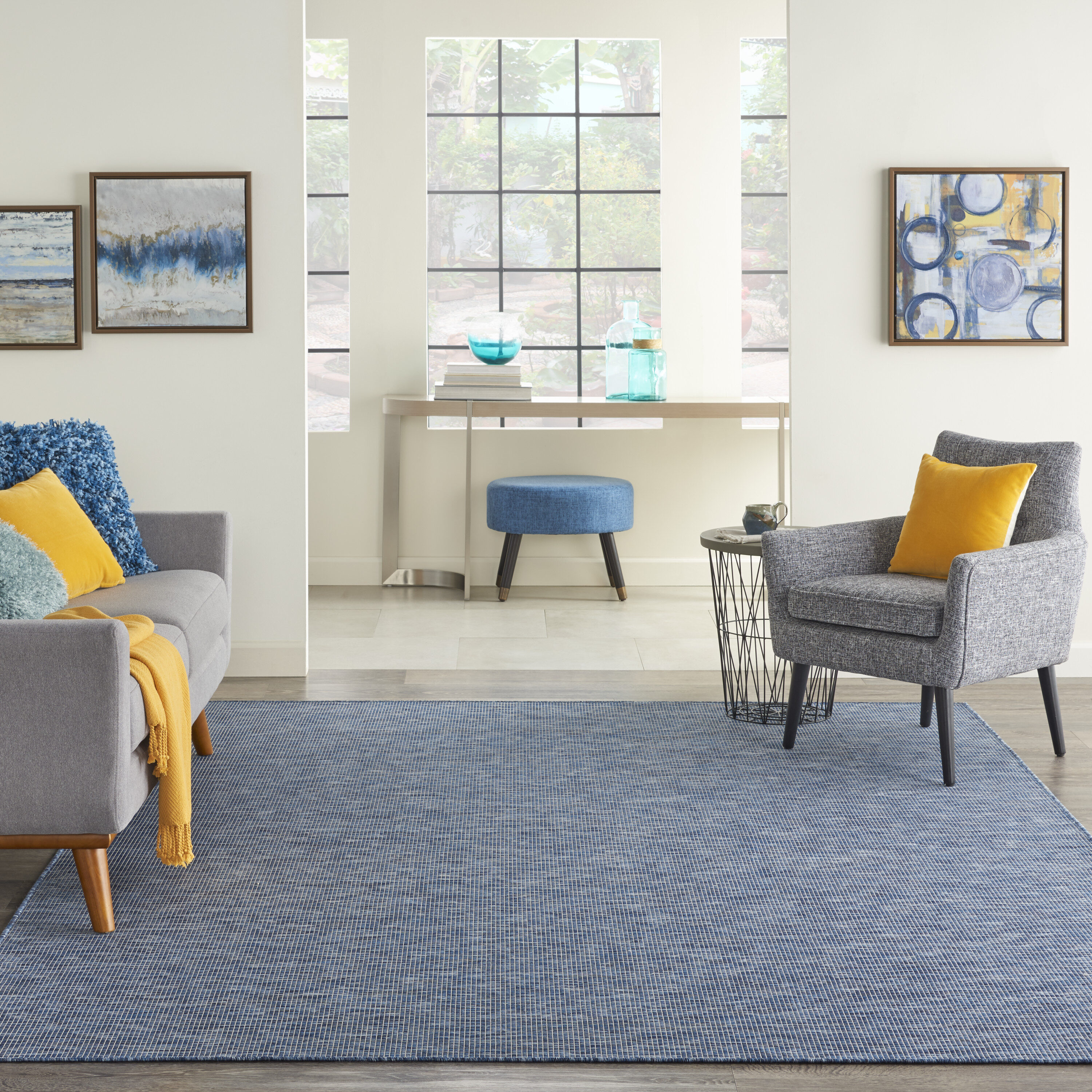 Nourison 99446792105 Positano 6 x 9 (ft) Loomed Polypropylene Navy Blue Rectangular Indoor/Outdoor Solid Area rug