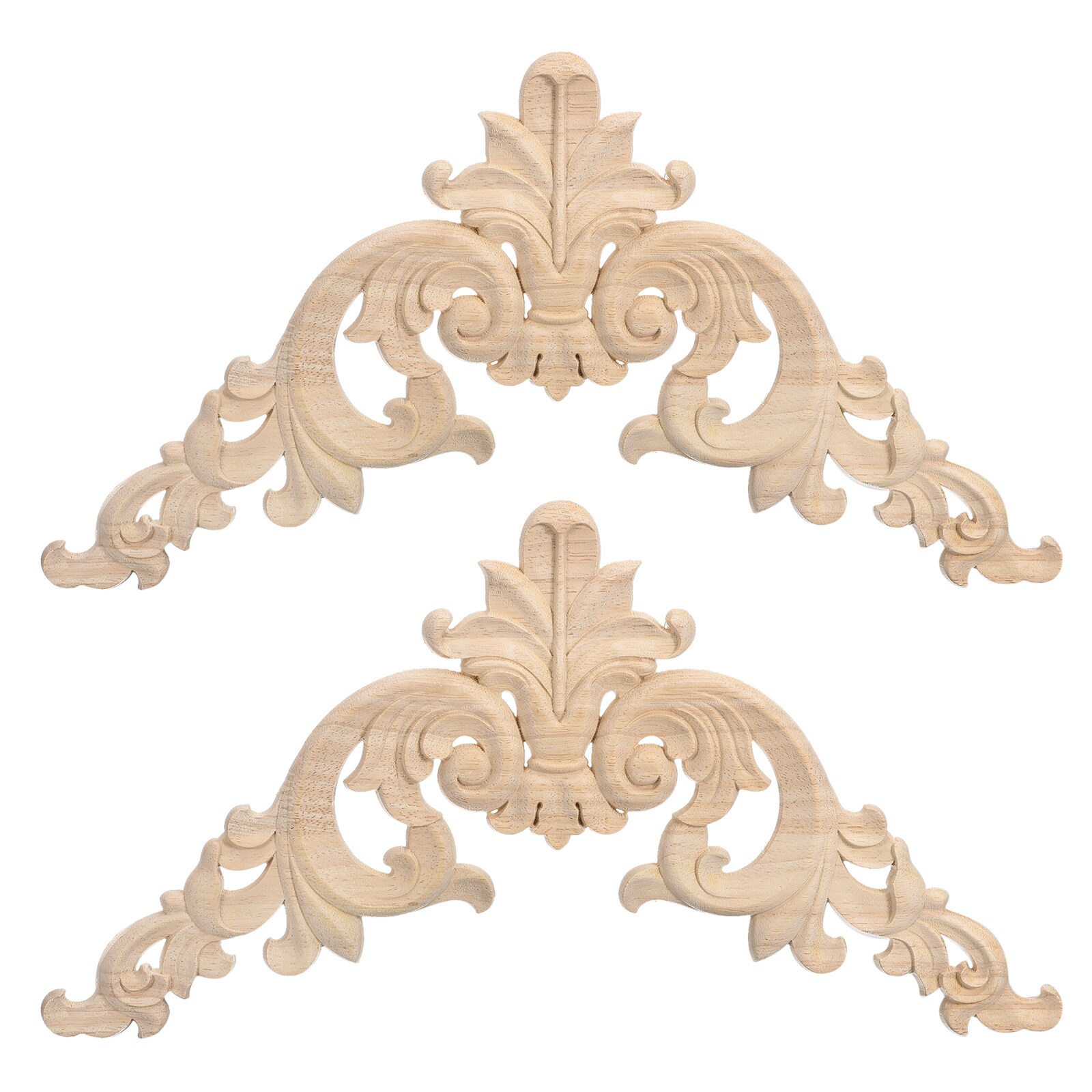 Unique Bargains 2pcs Wood Carved Appliques Unpainted Carving Decals for Bed Door Cabinet Dresser Wardrobe Furniture Decoration DIY 20x20cm/7.87 Inch x7.87 Inch
