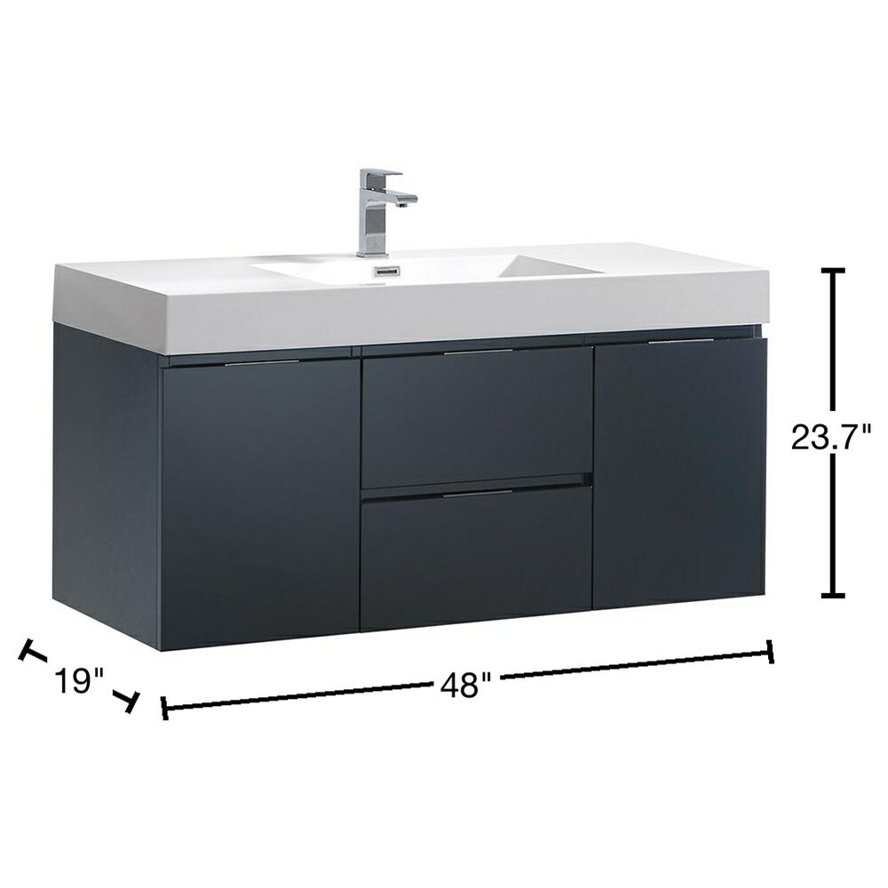 Fresca Valencia 48-in Dark Slate Gray Single Sink Bathroom Vanity with ...