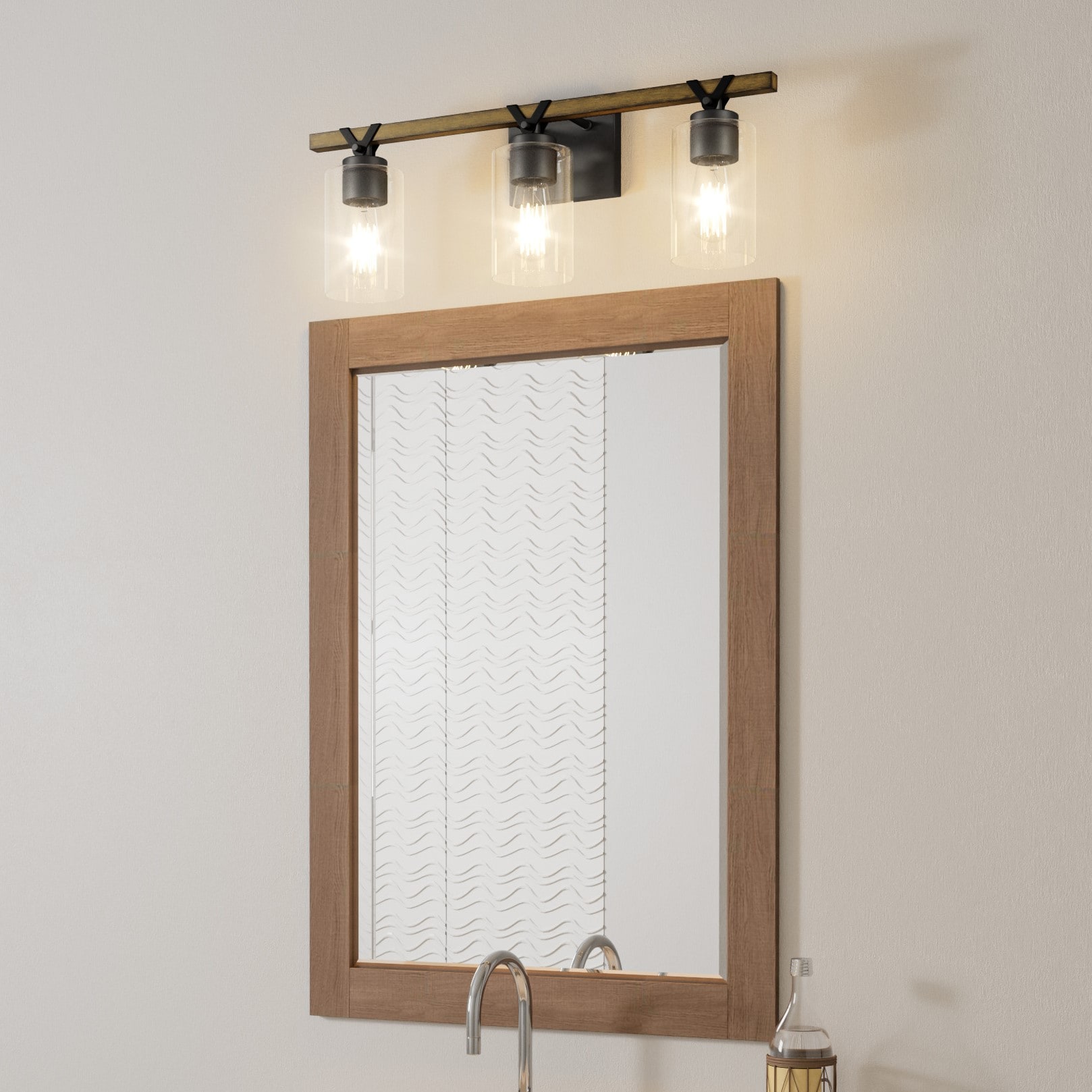 Quoizel DEVN8624MBK Devon Court 24-in 3-Light Matte Black Transitional Vanity Light