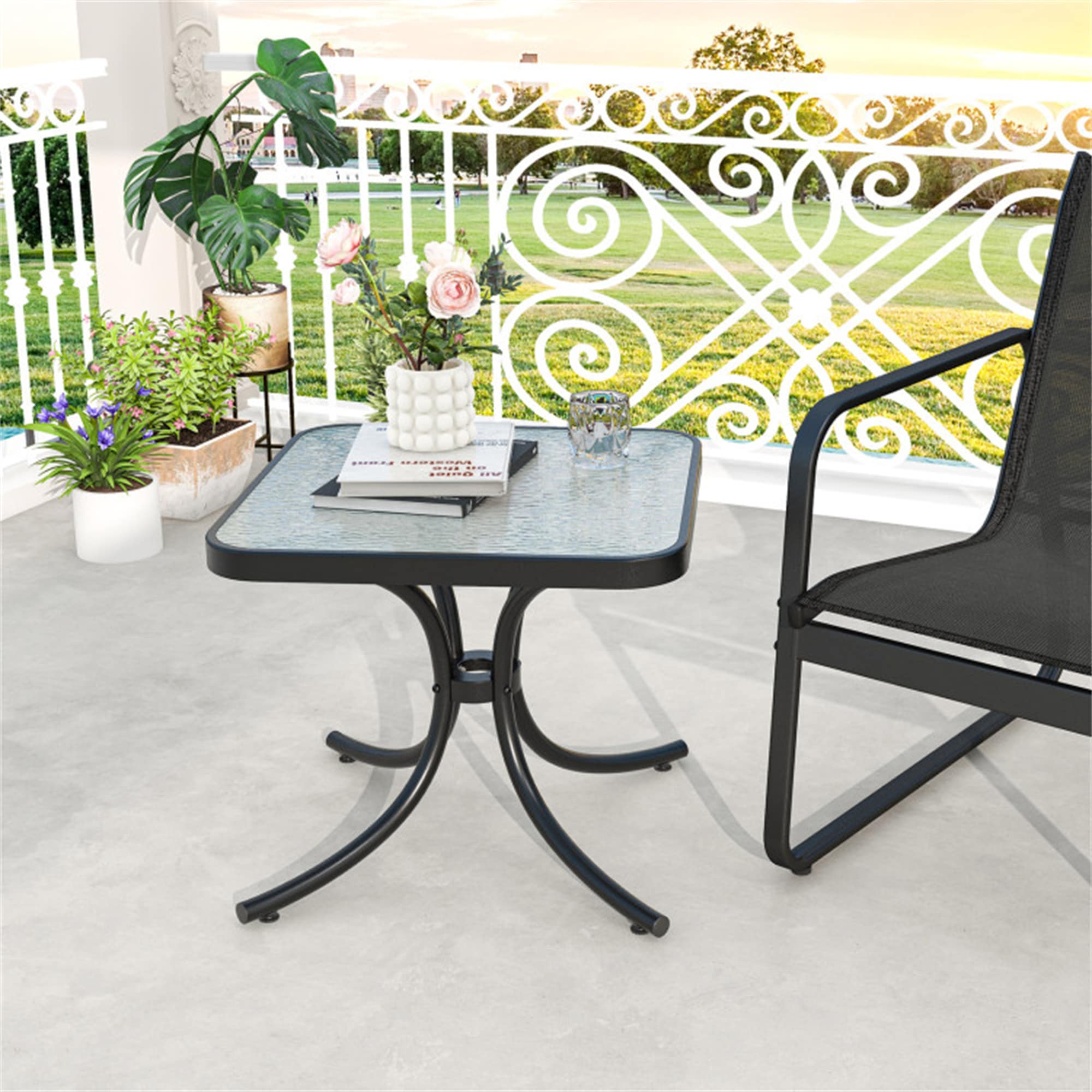 BABOOM BOM-0077-CO Patio Tables Square Outdoor Coffee Table 20-in W x 20-in L