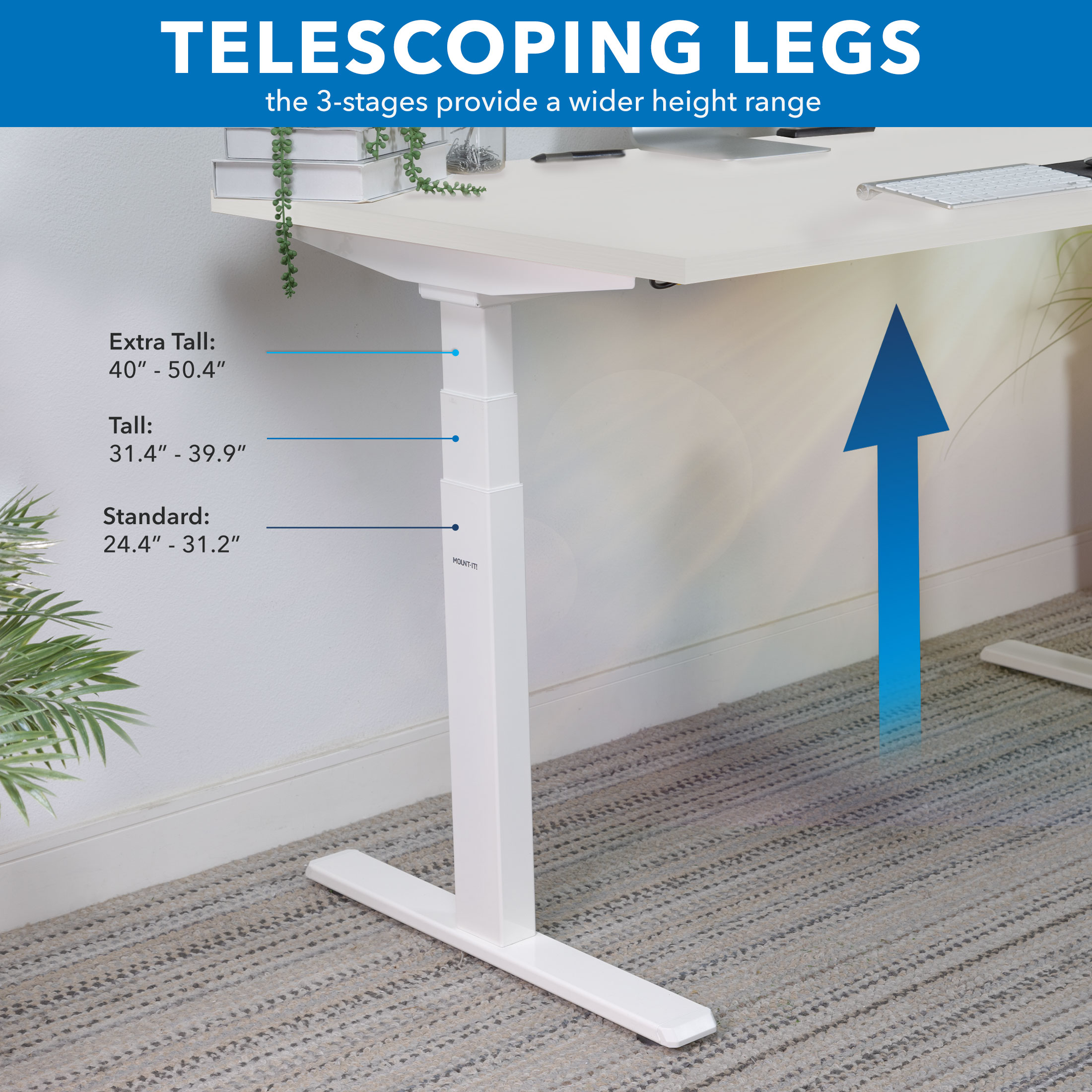 Elevate 47'' White Dual Motor Electric Sit-Stand Desk with Touchscreen Control