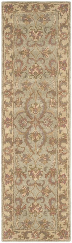 Safavieh HG811A-212 Heritage Laurette 2 x 12 (ft) Tufted Wool Green/Gold Rectangular Indoor Floral/Botanical Oriental Runner rug