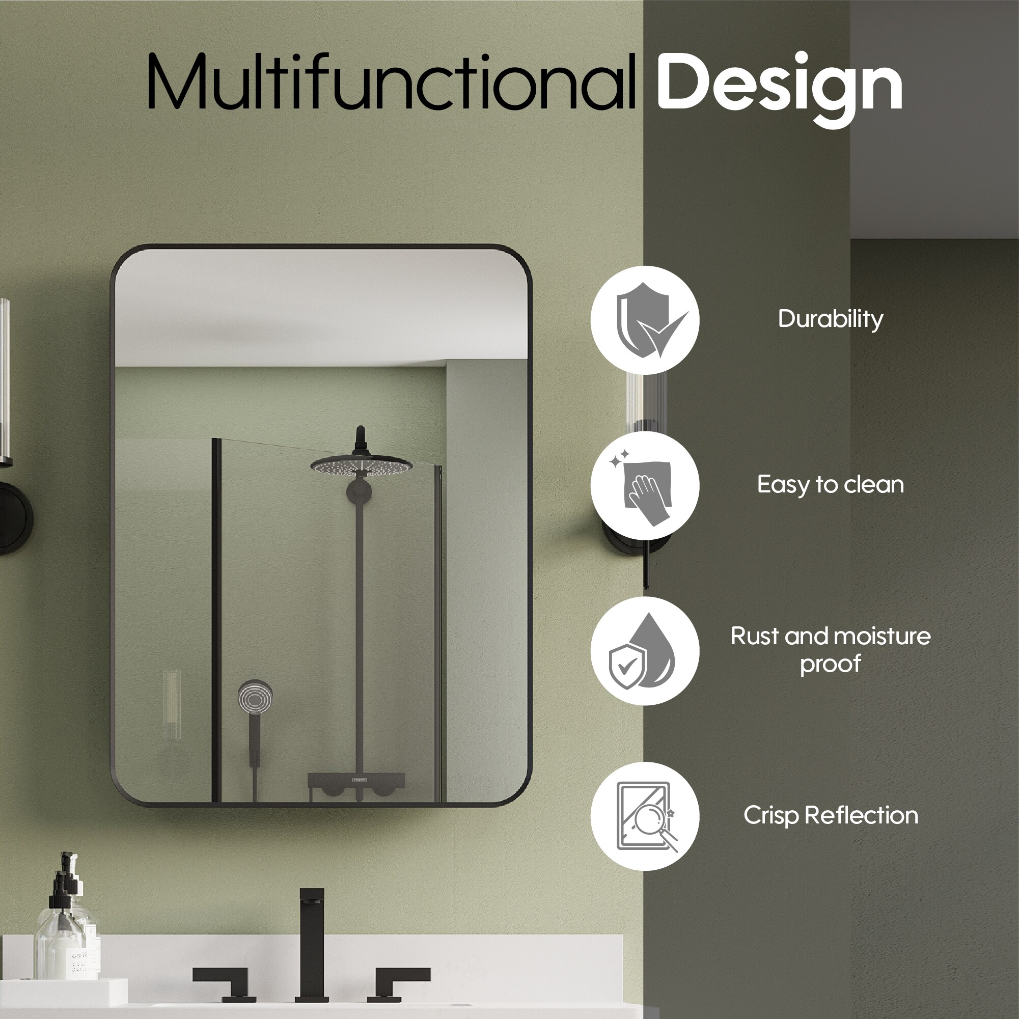 Forclover MCLE-2432MB-LR Bathroom-Medicine-Cabinets - View #2