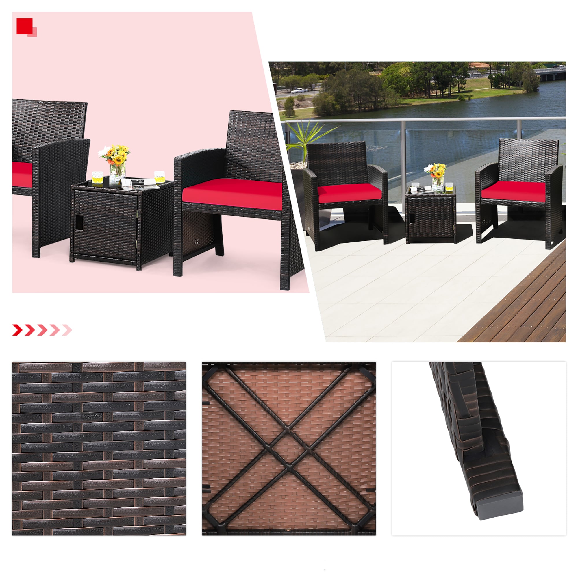 Costway HW69444RE Patio-Conversation-Sets - View #2