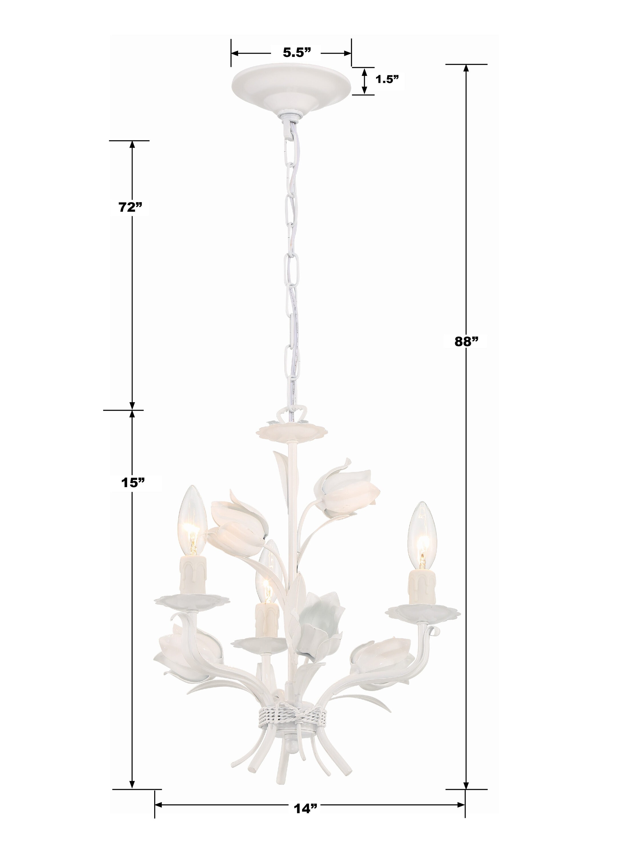 Southport Tulip Bloom 3-Light Chandelier in Wet White