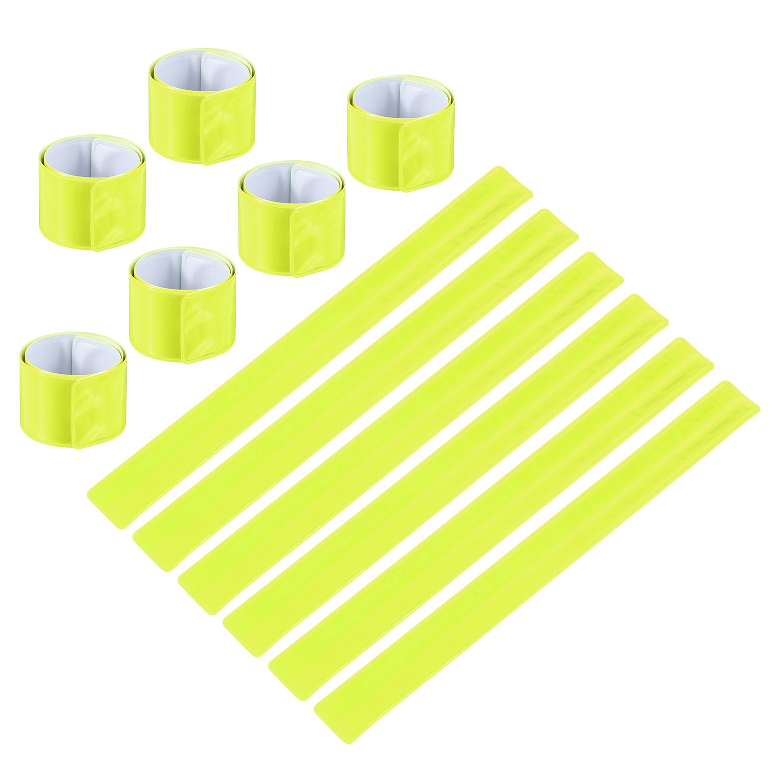 PATIKIL Reflective Slap Bands 12pcs Reflector Band Snap Bracelet Armbands High Visibility Safety Reflectors Wrist Strap Strips for Night Jogging Cycling Running Fluorescent Yellow