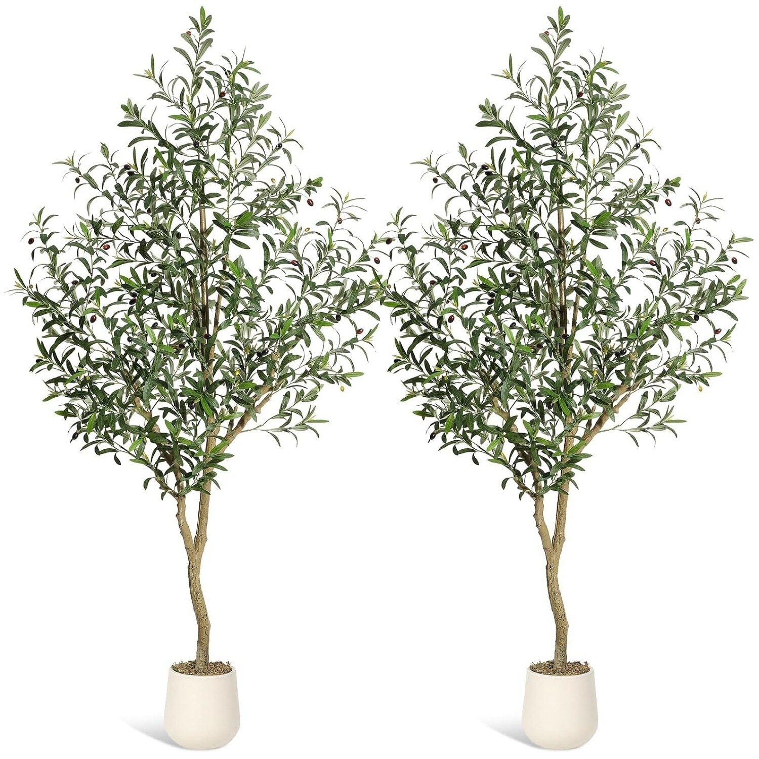 Garvee 2 Pack Olive Trees Artificial Indoor 7FT Tall Faux Olive Tree ...