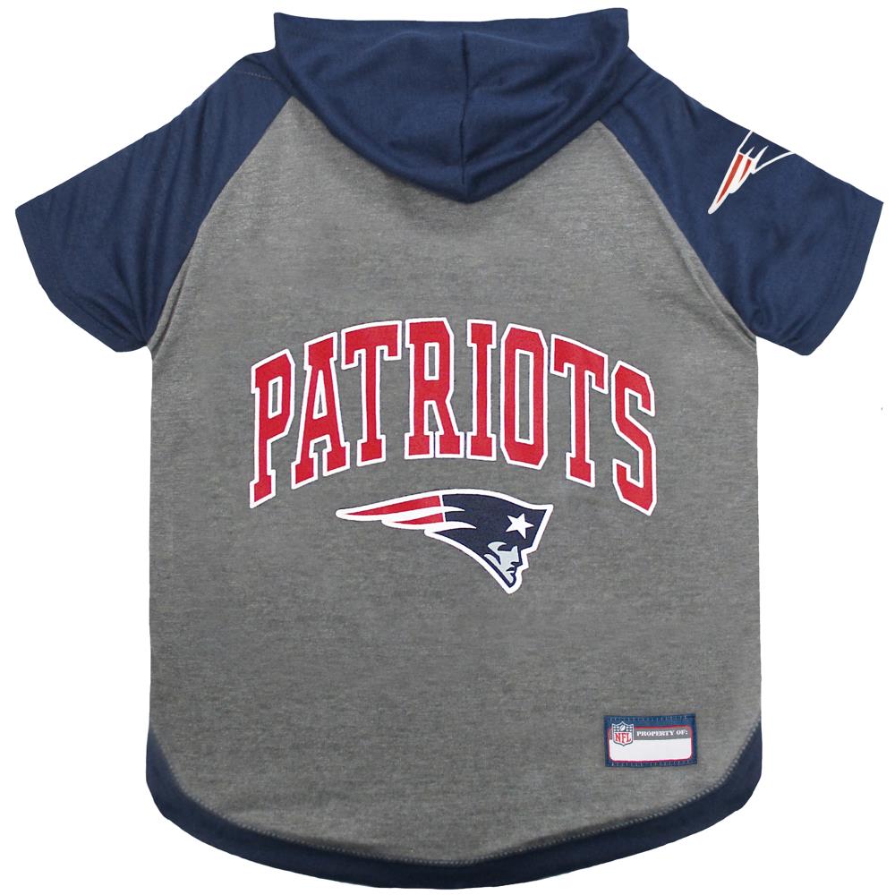 Pets First New England Patriots Hoodie Tee Shirt LG | Unisex | 100% Cotton | Gray | NFL Pet Clothing | Officially Licensed | Machine Washable -  NEP-4044-LG