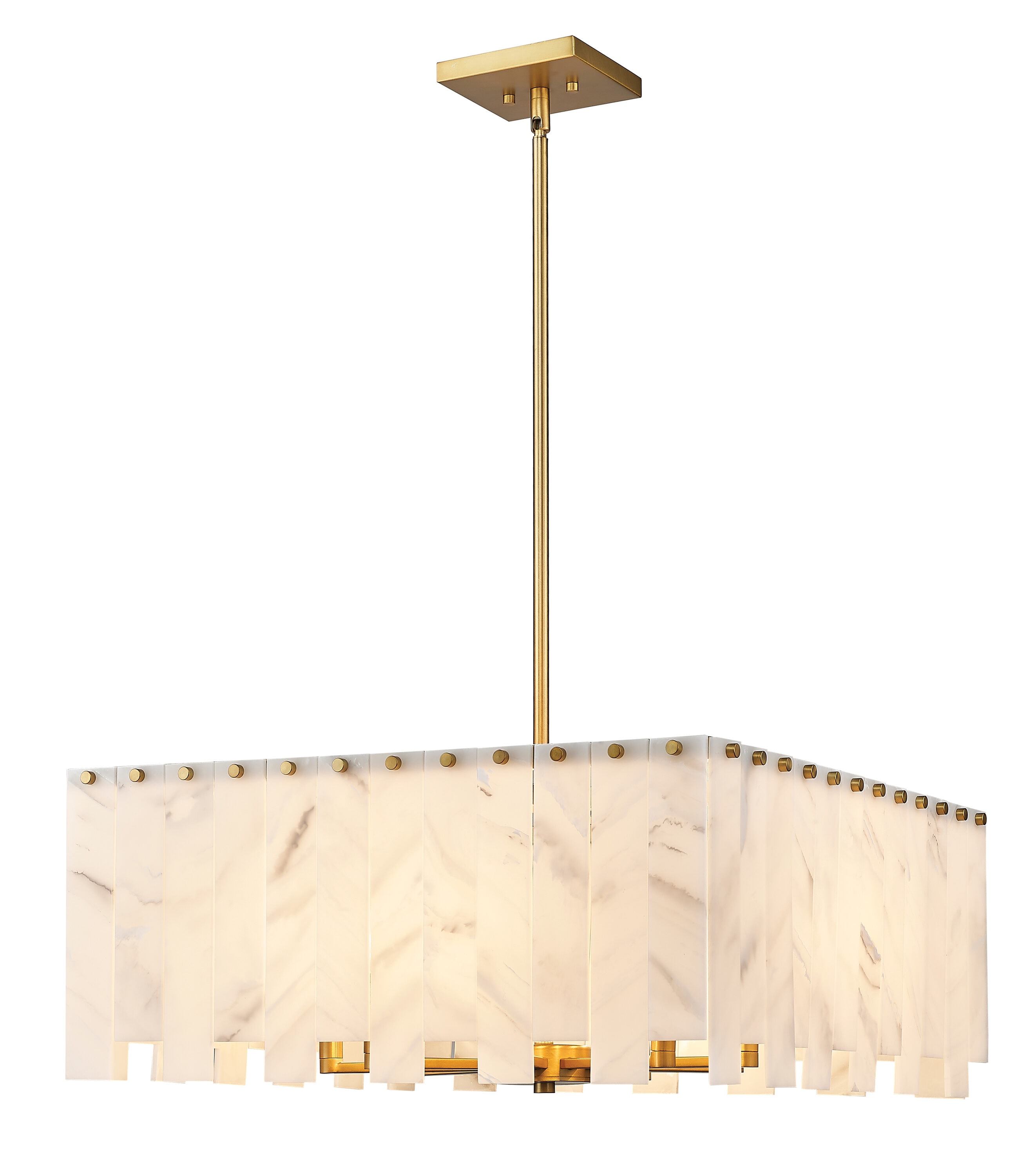 Viviana Art Deco Inspired 8-Light Rubbed Brass & Glass Pendant