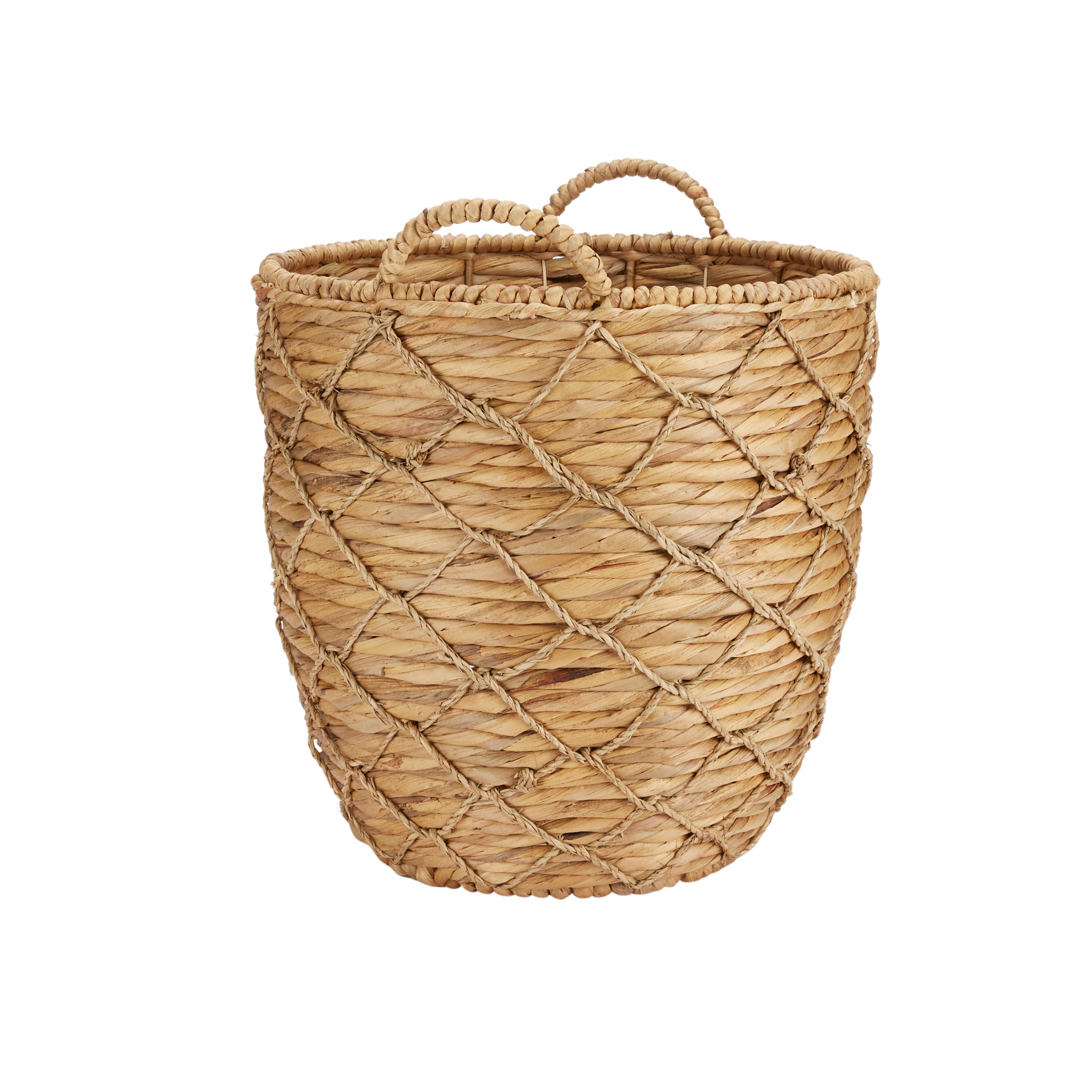 mdesign open weave water hyacinth hanging wall storage belly basket