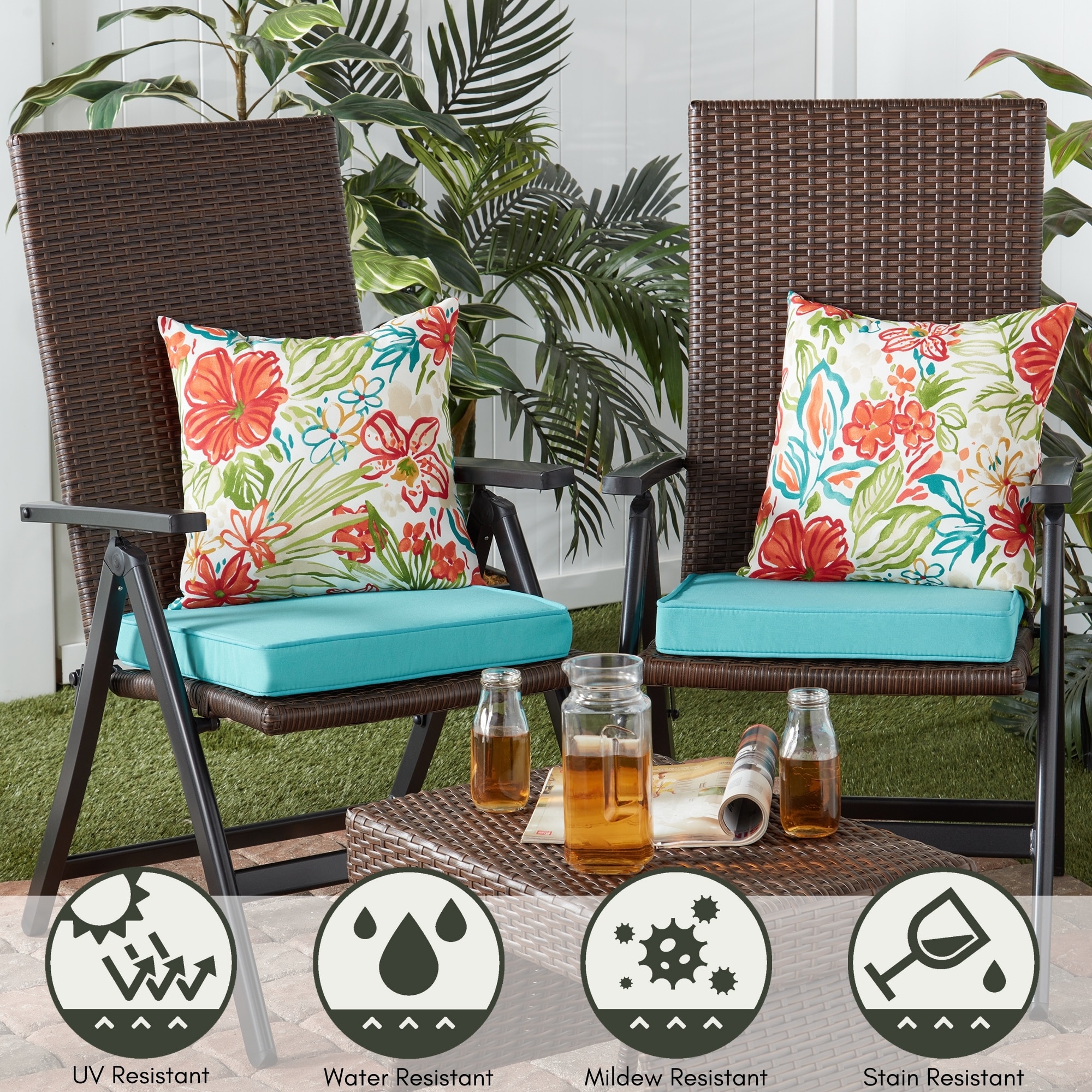 Greendale Home Fashions OP1100S2-TEAL Patio-Furniture-Cushions - View #5