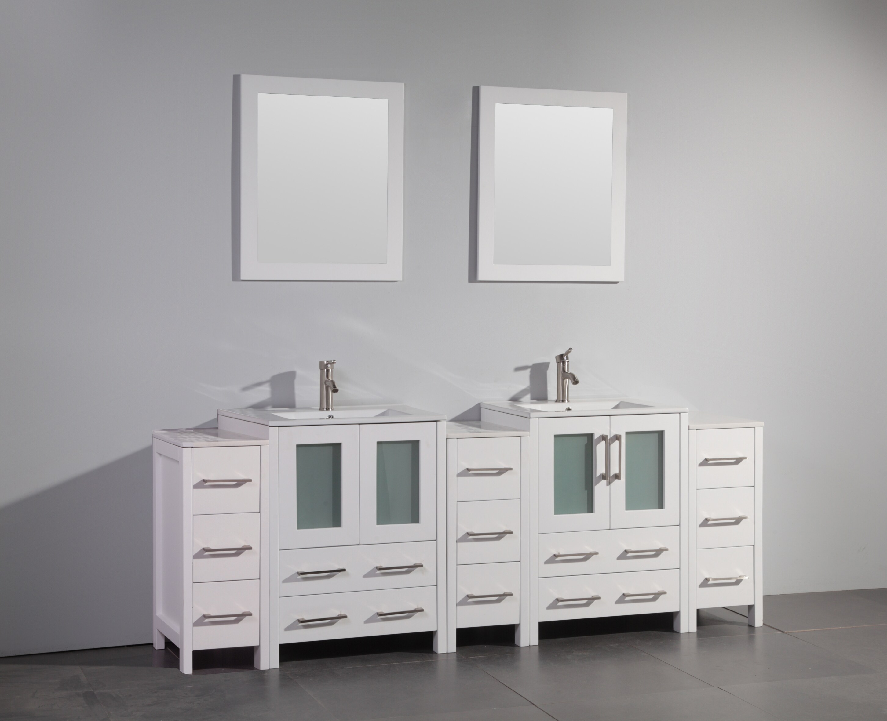 Vanity Art Brescia 84-in White Undermount Double Sink Bathroom Vanity ...