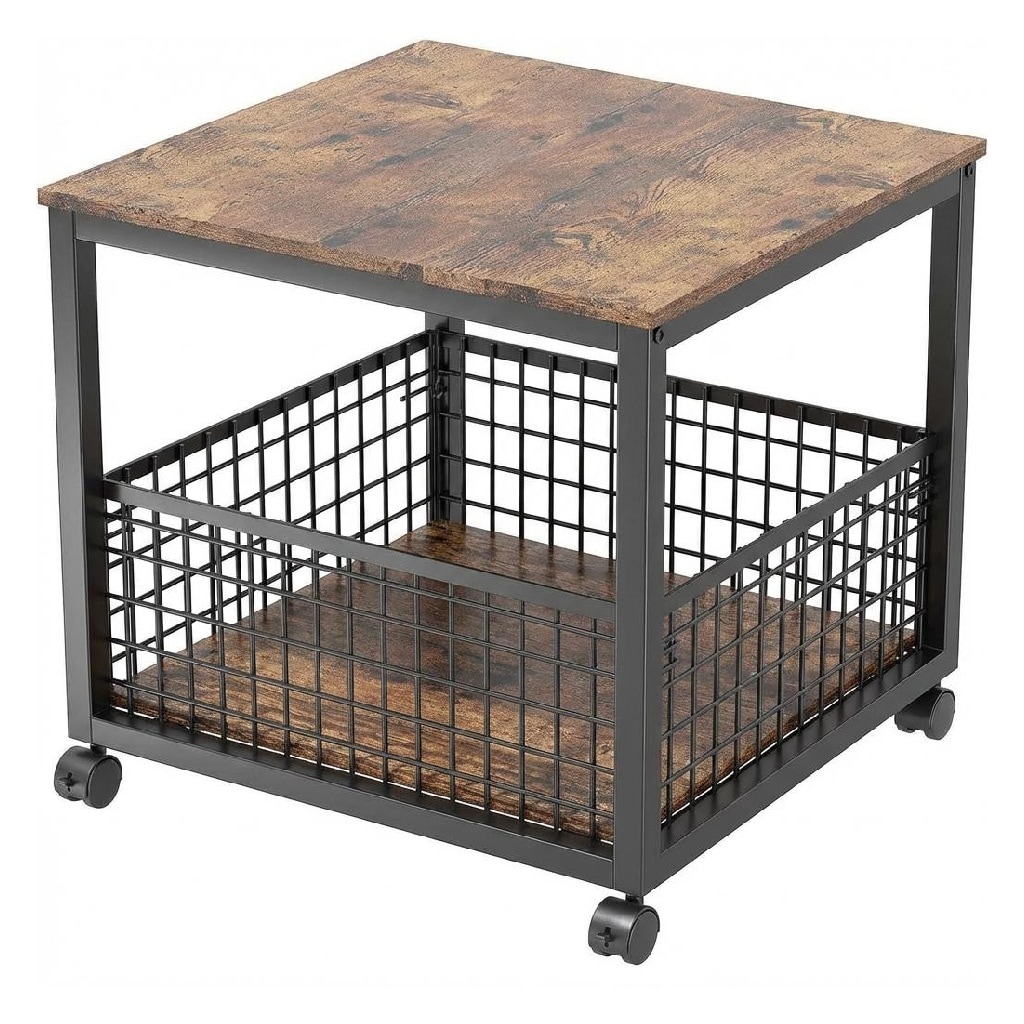 Garvee 54x50x45cm Movable Mini Fridge Stand with Large Capacity Storage Rolling Fridge Cart with 4 Lockable Wheels for Kitchen Bedroom Office Dorm