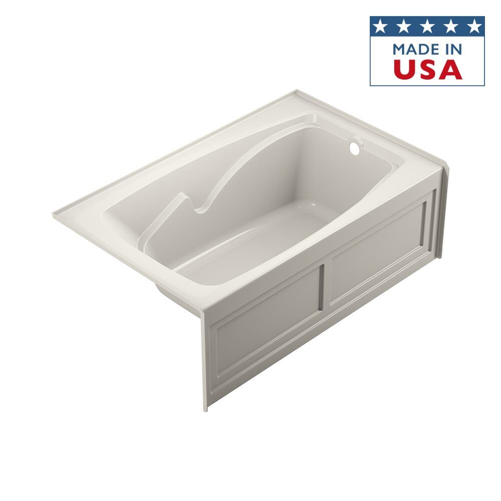 Jacuzzi CTS6036BRXXXXY Cetra 36-in x 60-in Oyster Acrylic Alcove Soaking Bathtub (Right Drain)