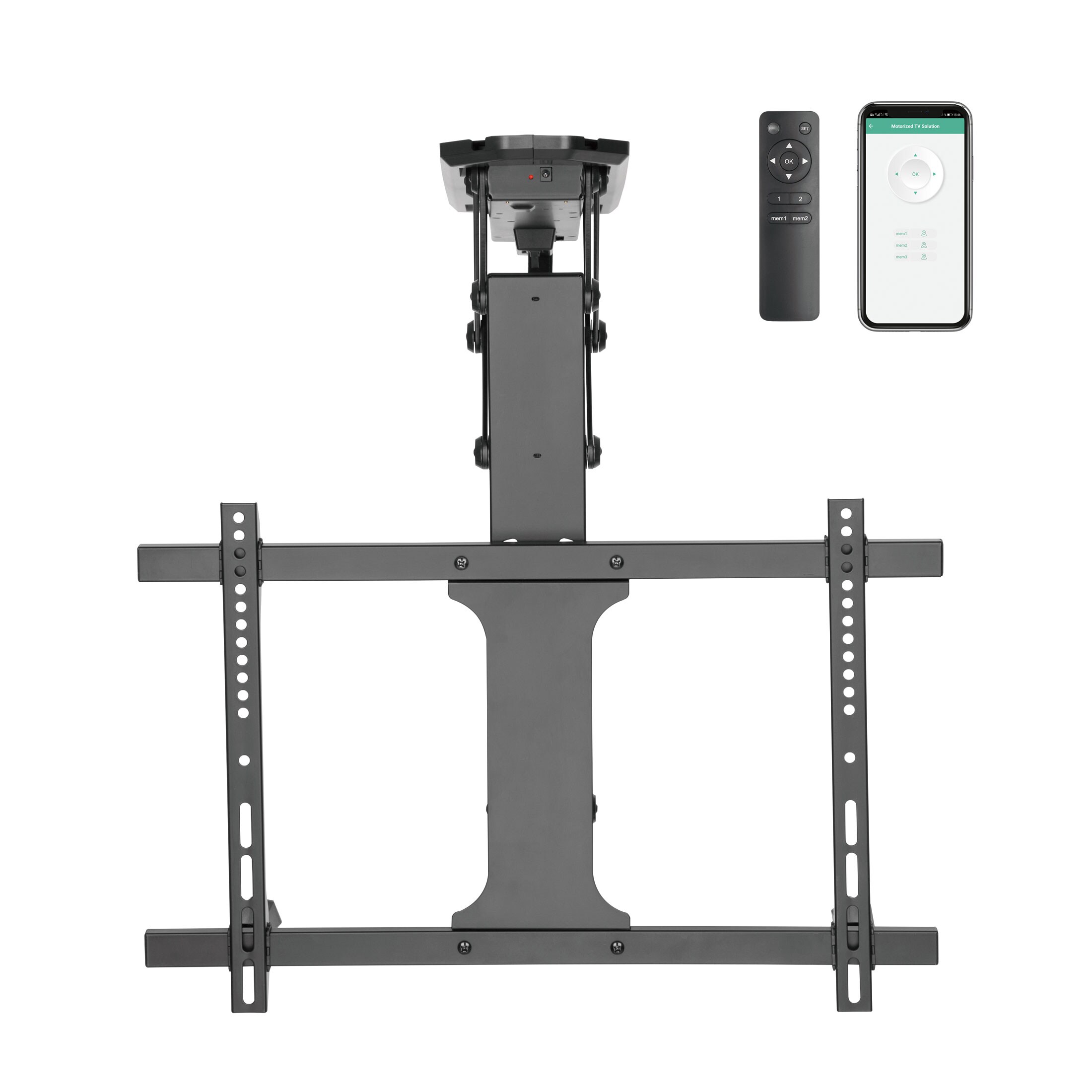 Motorized Black Steel Ceiling TV Mount for 32-70 Inch Screens