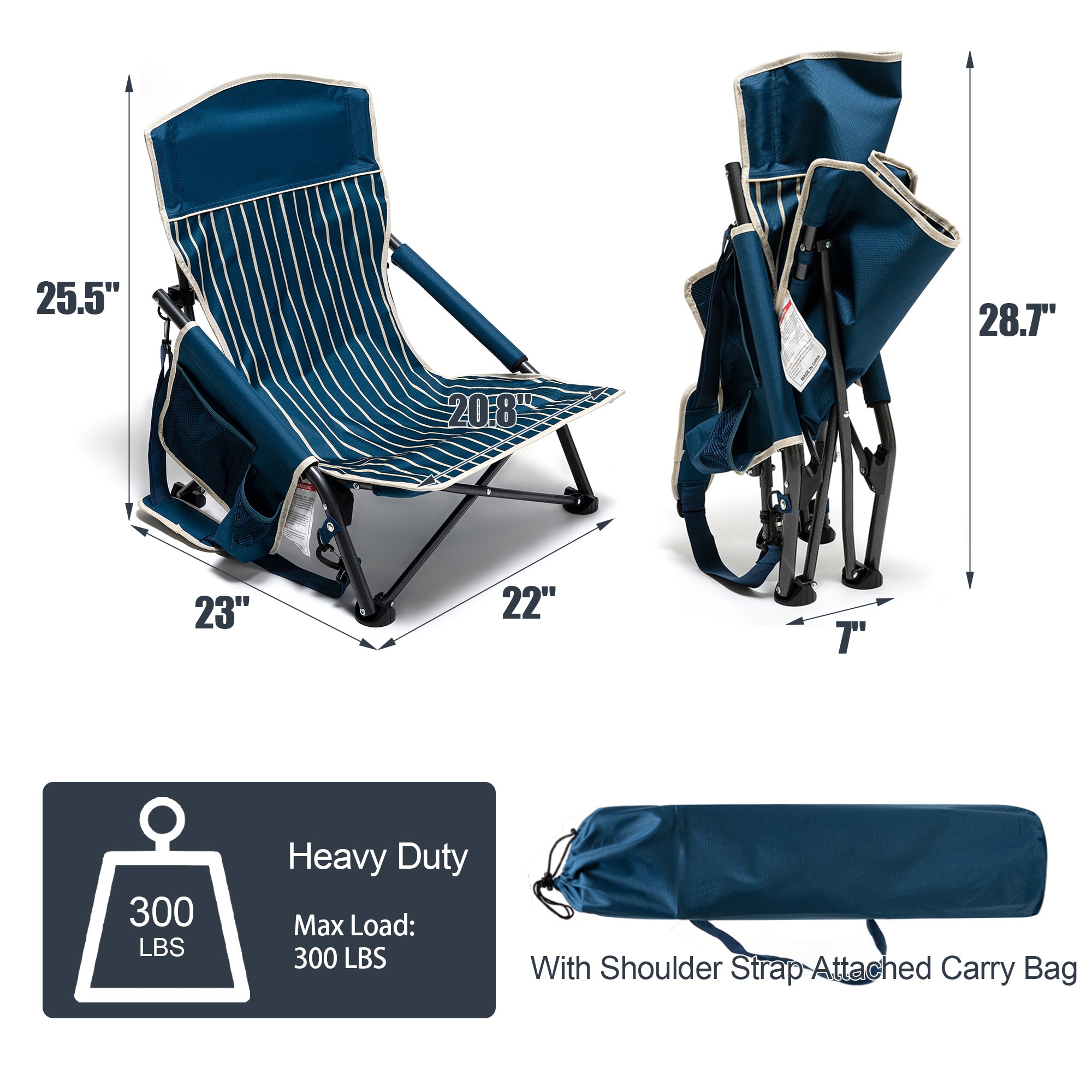 Clihome CL-CCAC2417GBU3 Beach-Camping-Chairs - View #4