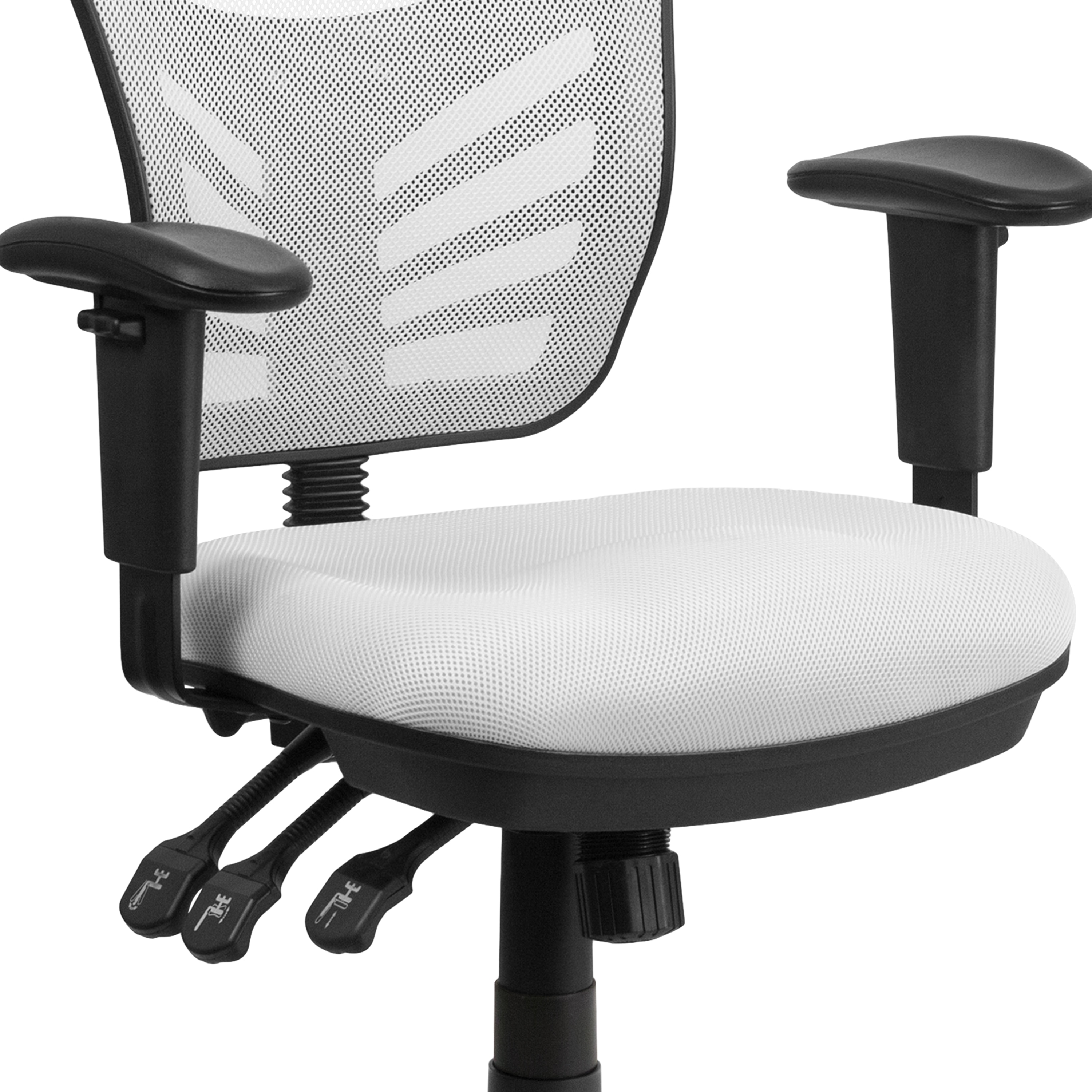 ErgoFlex White Mesh Mid-Back Executive Swivel Office Chair with Adjustable Arms