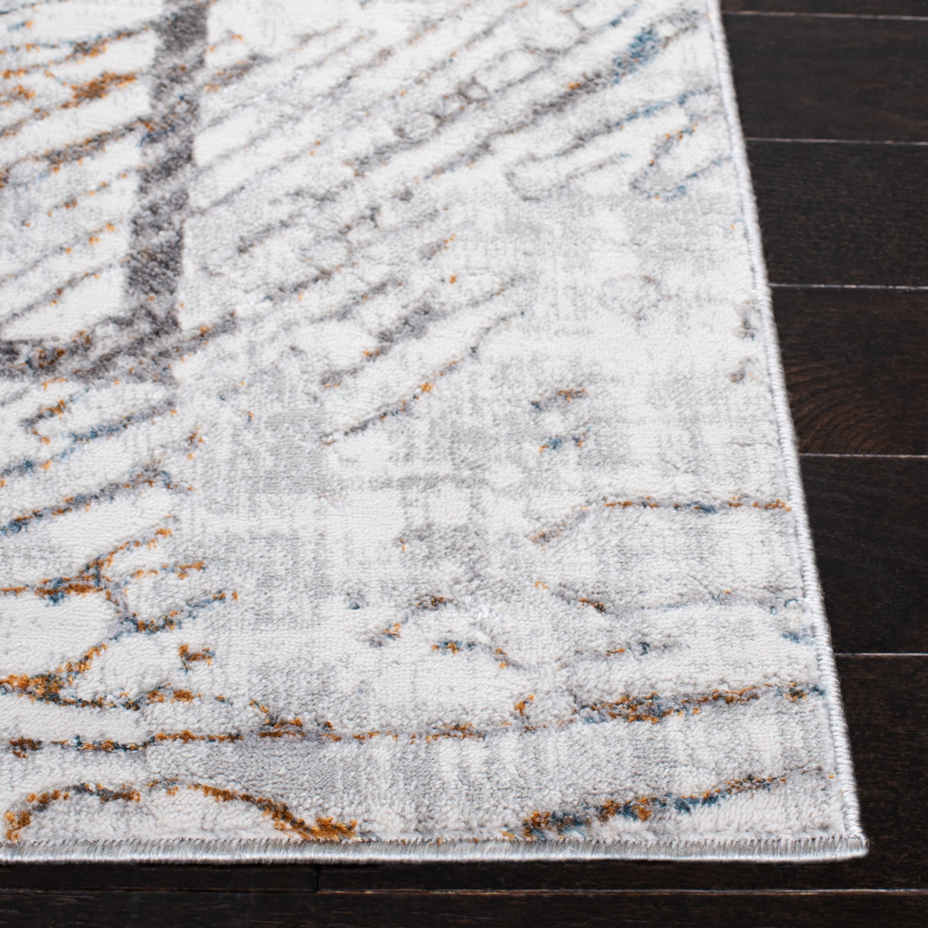 Abstract Gray Reversible Hand-knotted Synthetic Area Rug