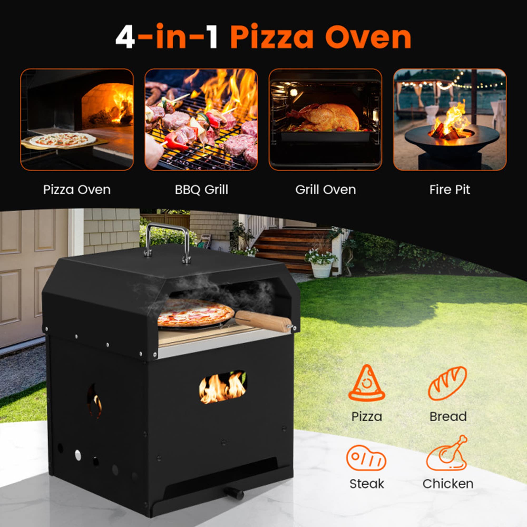 Mondawe MO734BK Outdoor-Pizza-Ovens - View #3